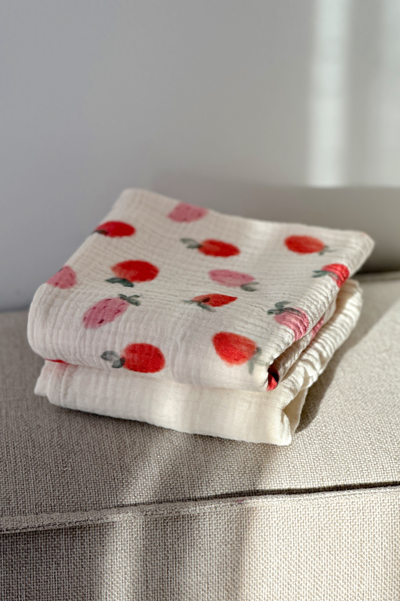 Midi Strawberry & Ecru - zestaw midi pieluszek muślinowych