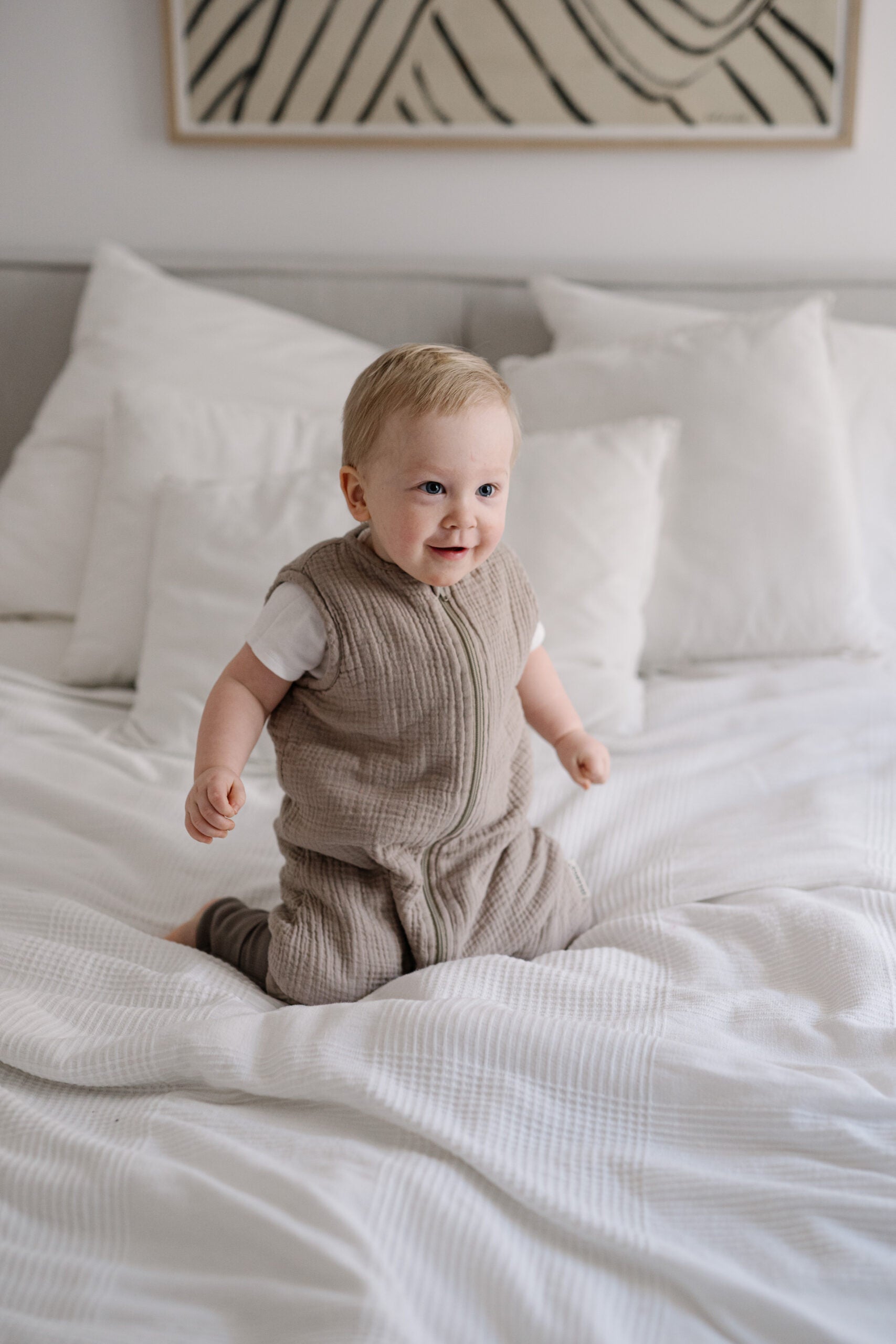 Muślinowy śpiworek z nogawkami - Dark Beige