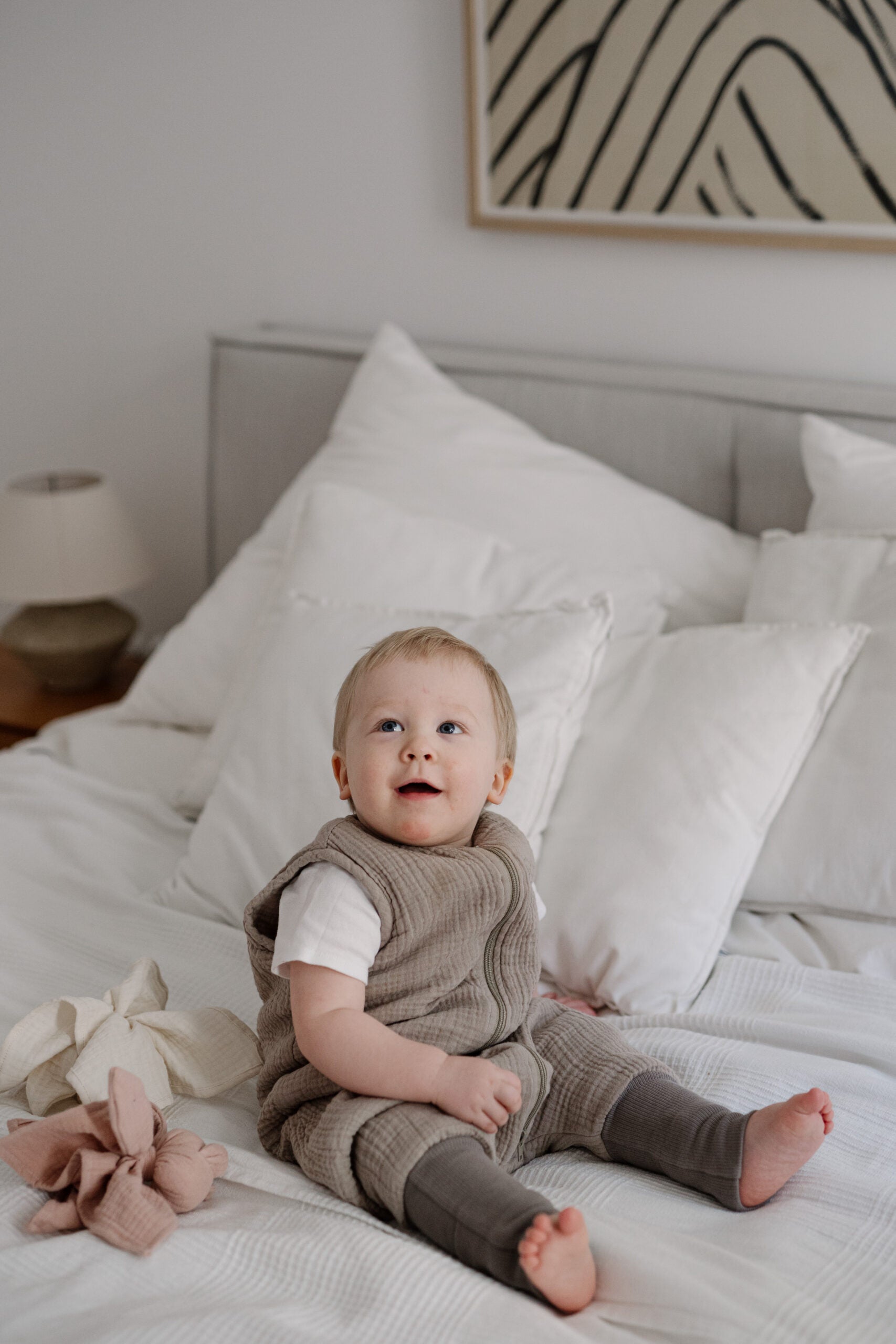 Muślinowy śpiworek z nogawkami - Dark Beige