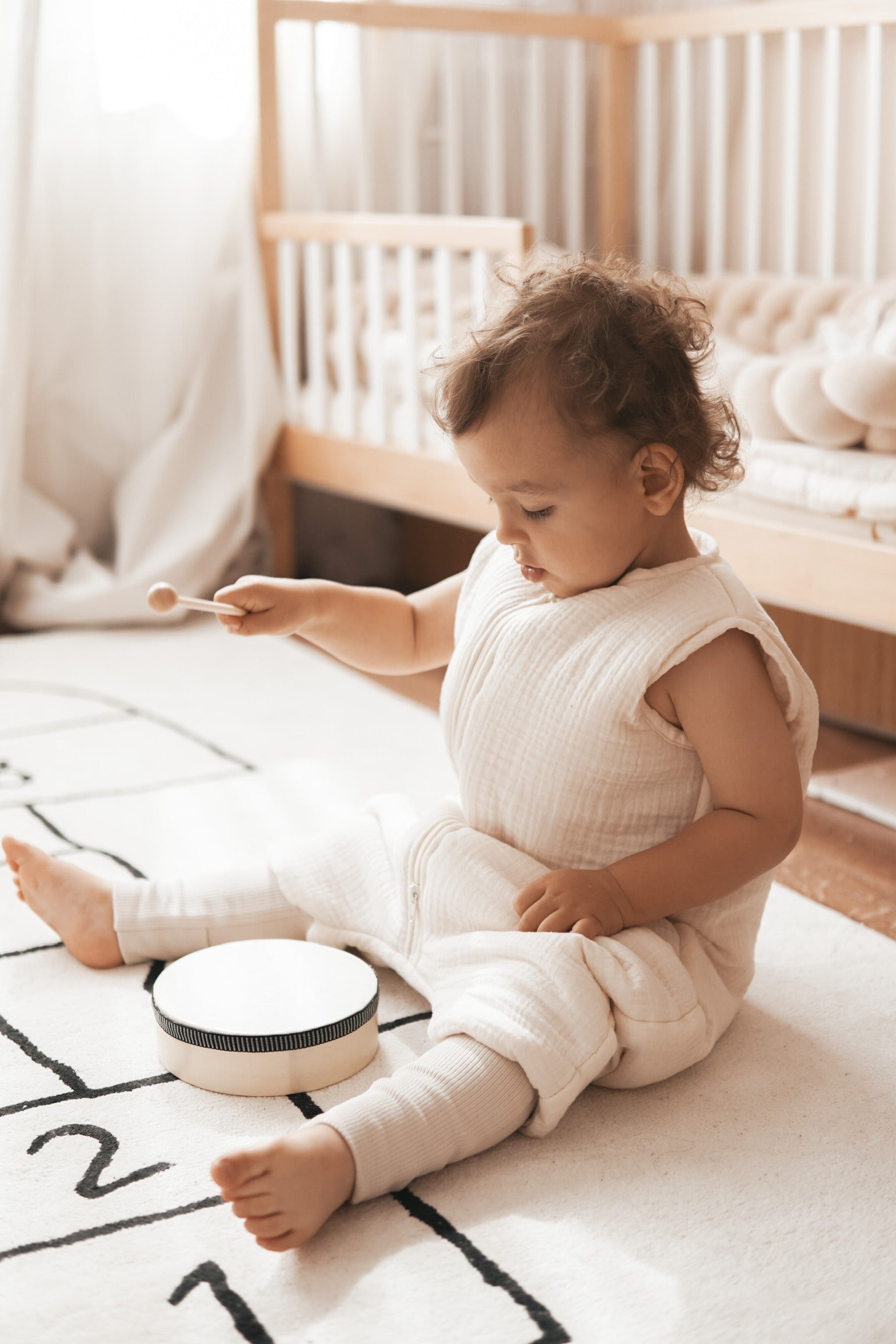 Muślinowy śpiworek z nogawkami - Ecru