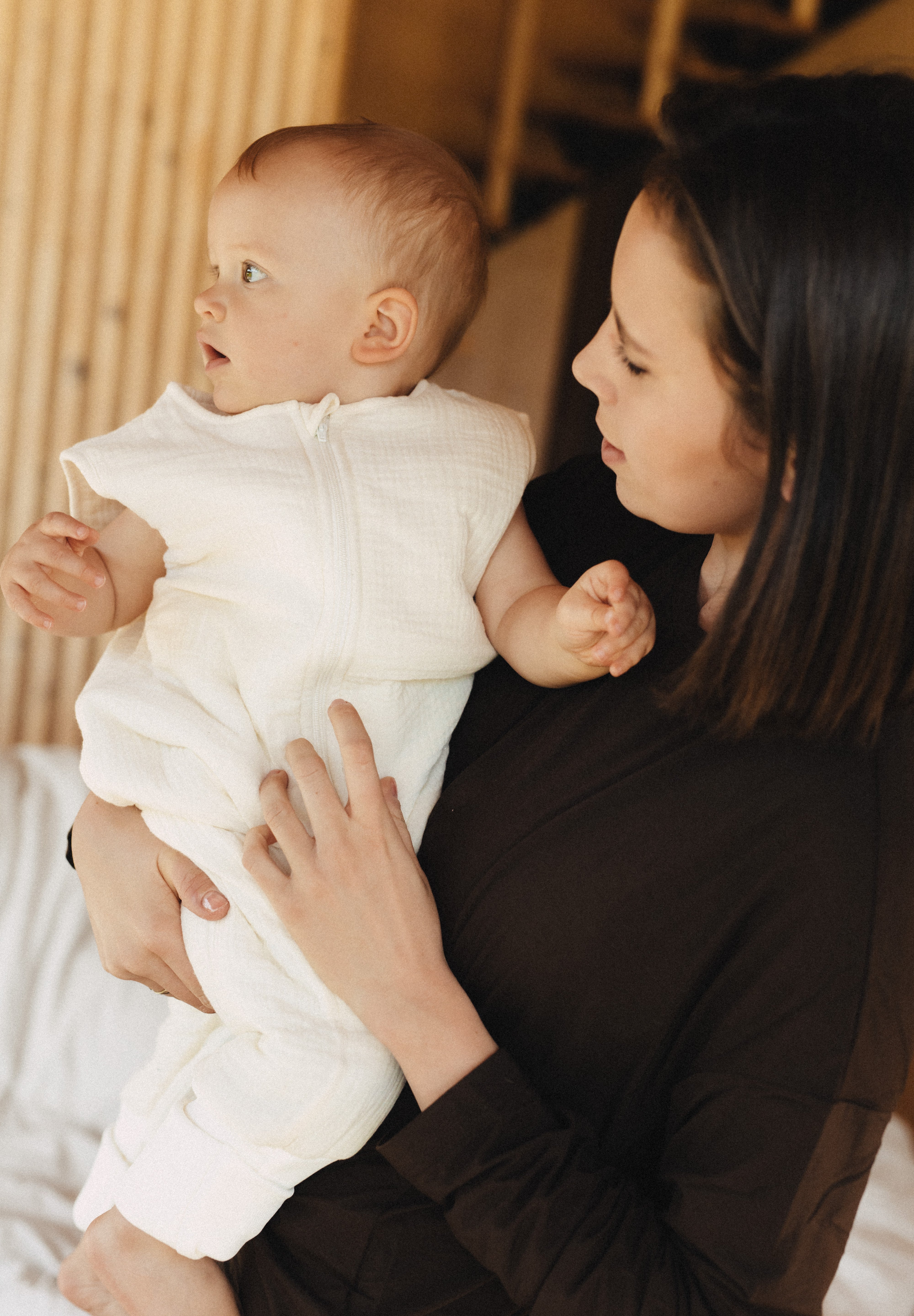 Muślinowy śpiworek z nogawkami - Ecru