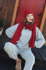 Szal Salvia z wełny merino Red