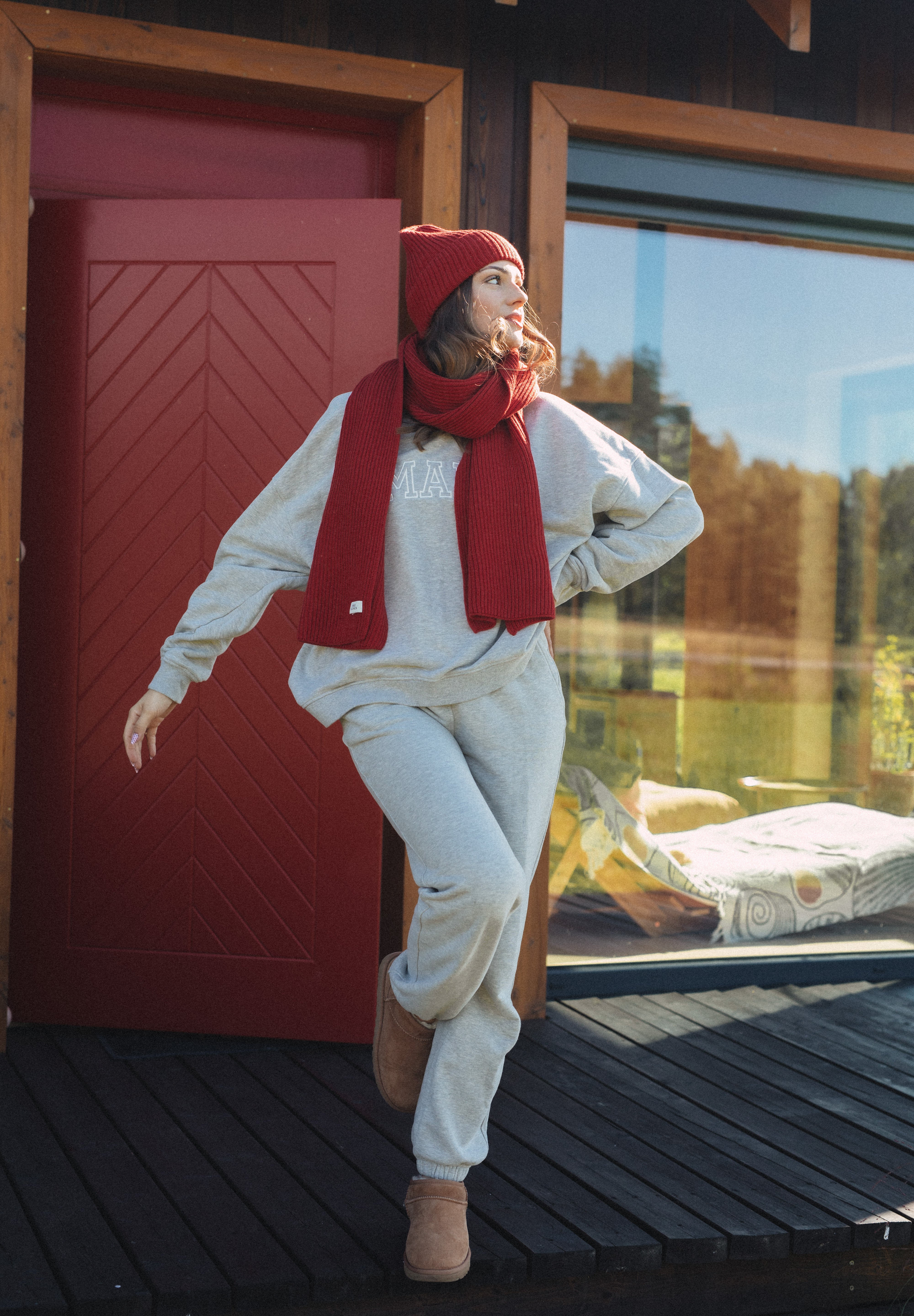 Tilia - czapka z wełny merino Red