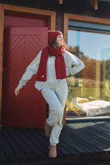 Tilia - czapka z wełny merino Red