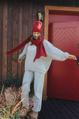 Szal Salvia z wełny merino Red