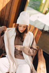 Szal Salvia z wełny merino Cream