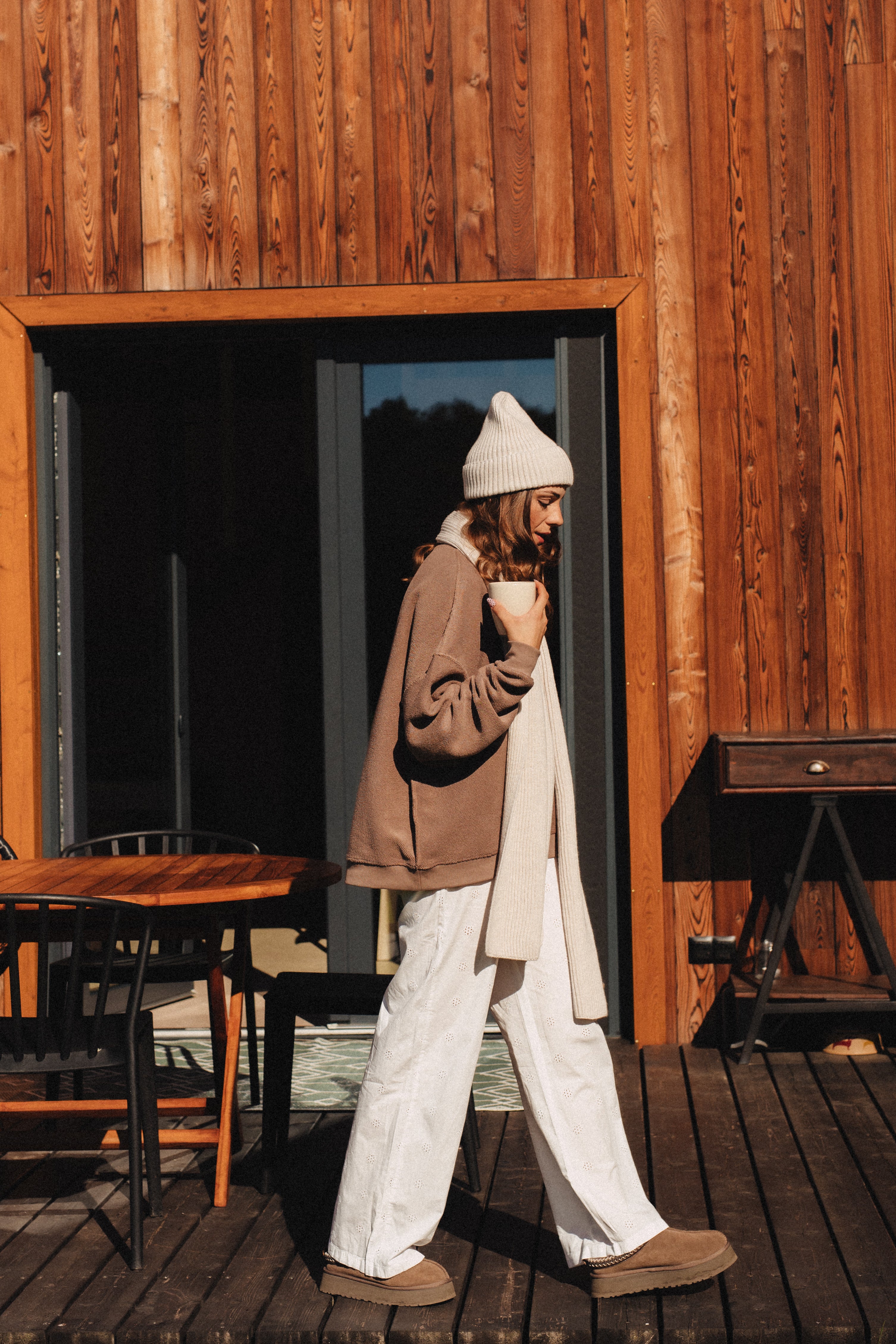 Szal Salvia z wełny merino Cream