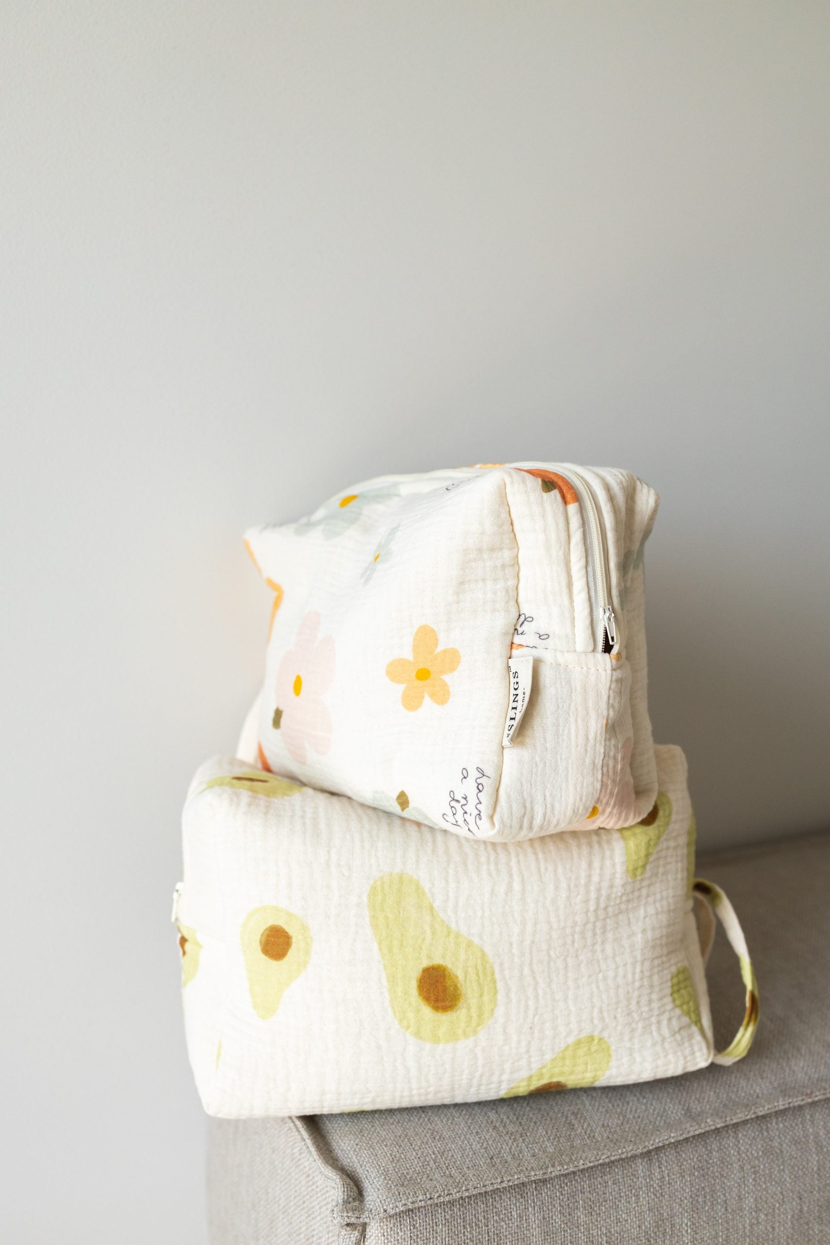 Duża Muślinowa Kosmetyczka Cloud Avocado