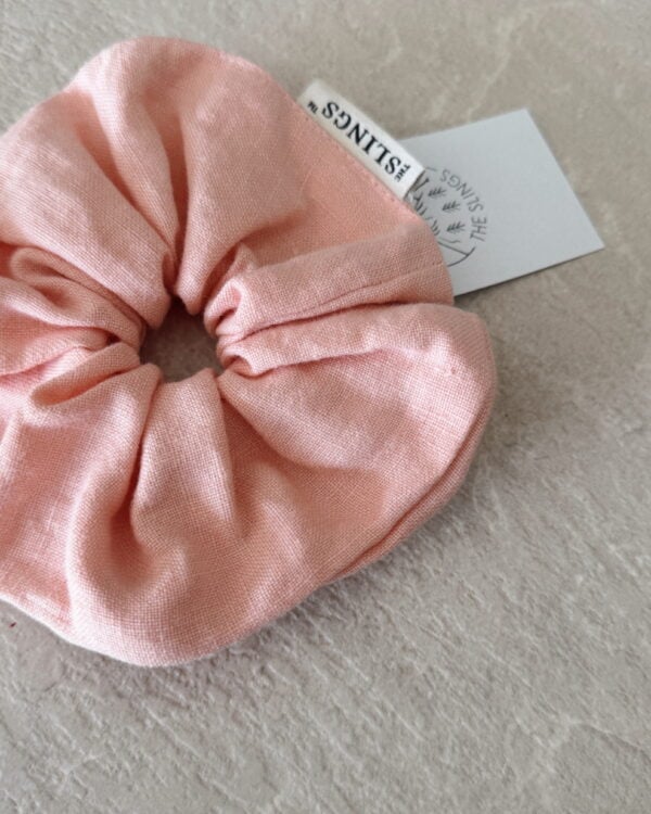 Lniana gumka scrunchie - Peach