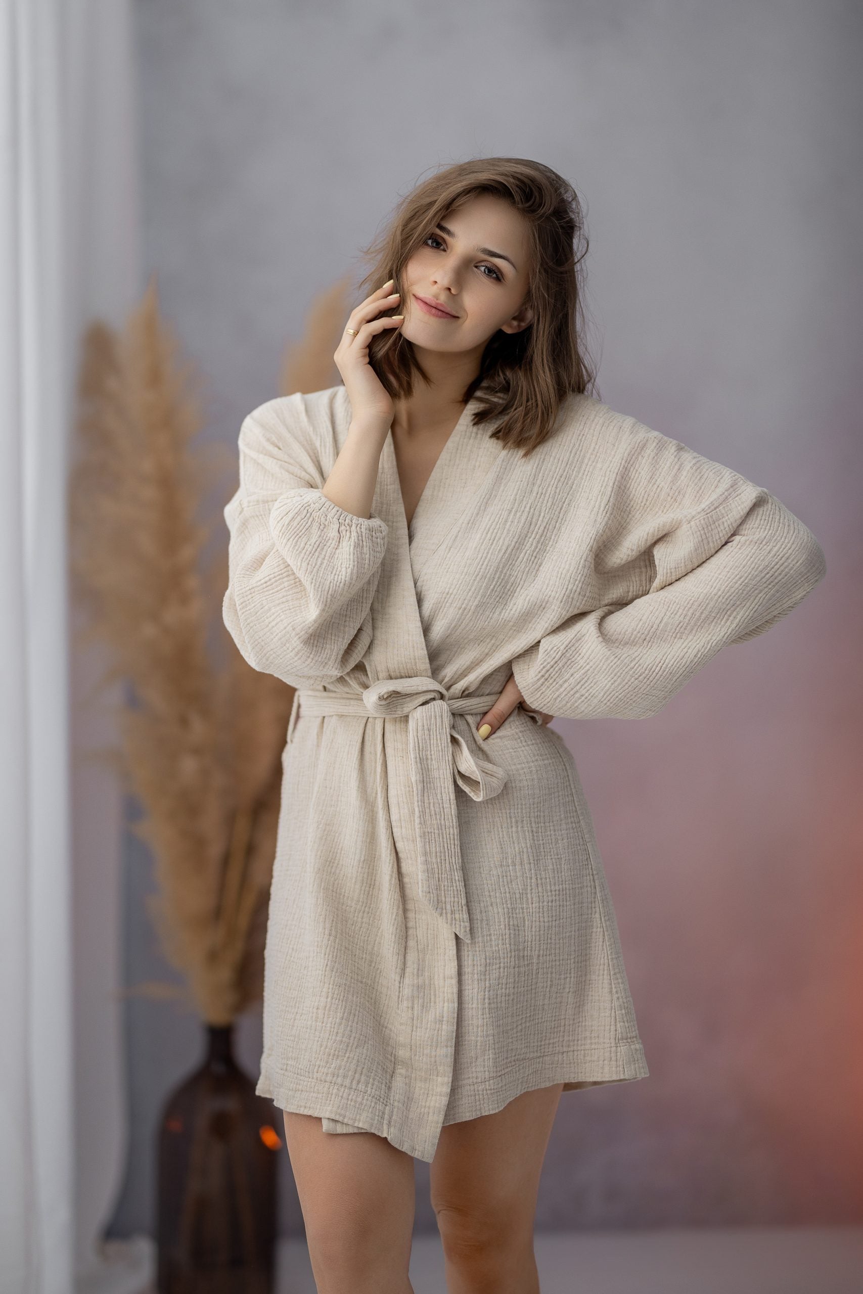 Kimono muślinowe Oatmeal