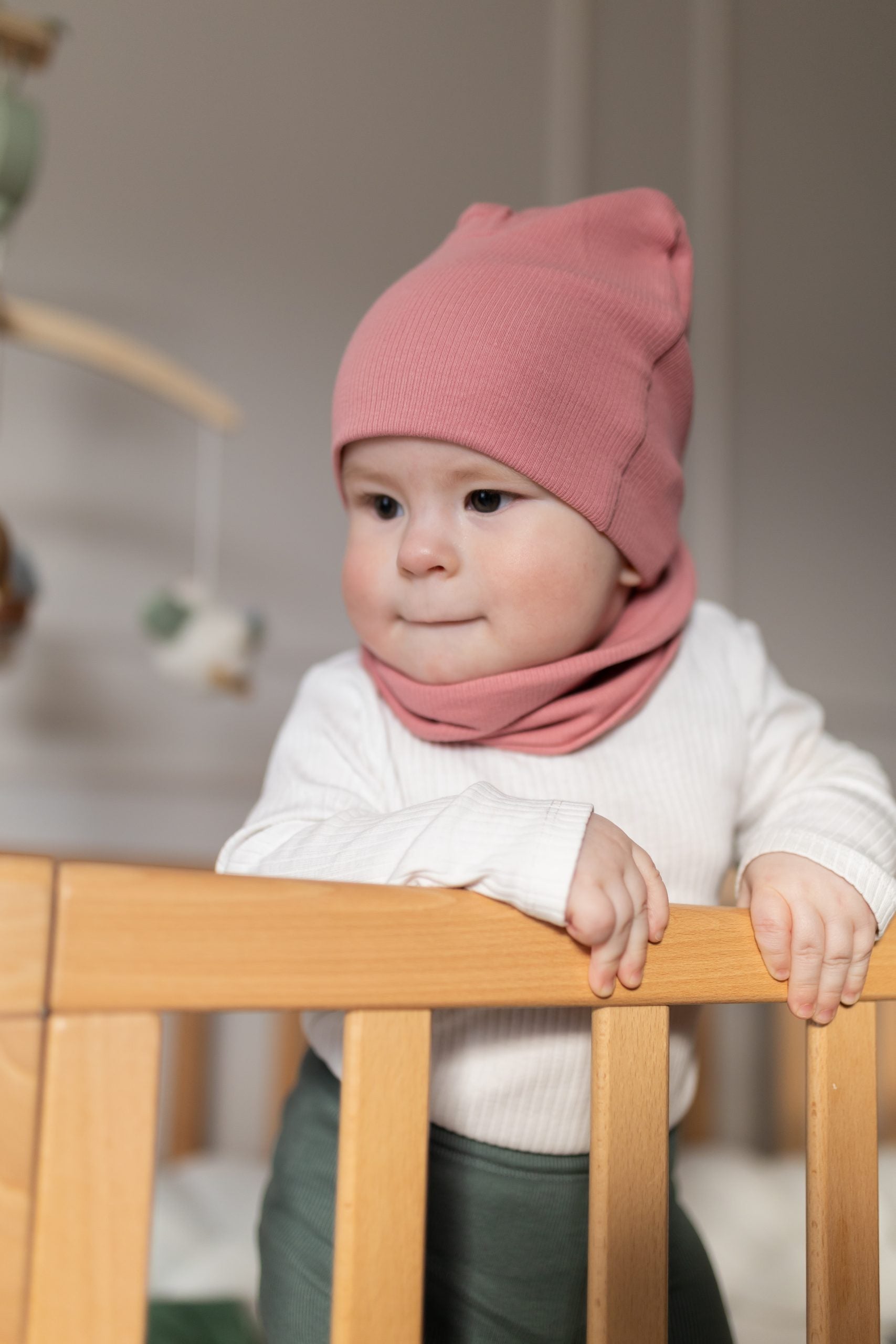 Bawełniana czapka & komin – Blush