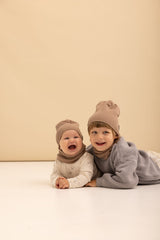 Bawełniana czapka & komin – Taupe