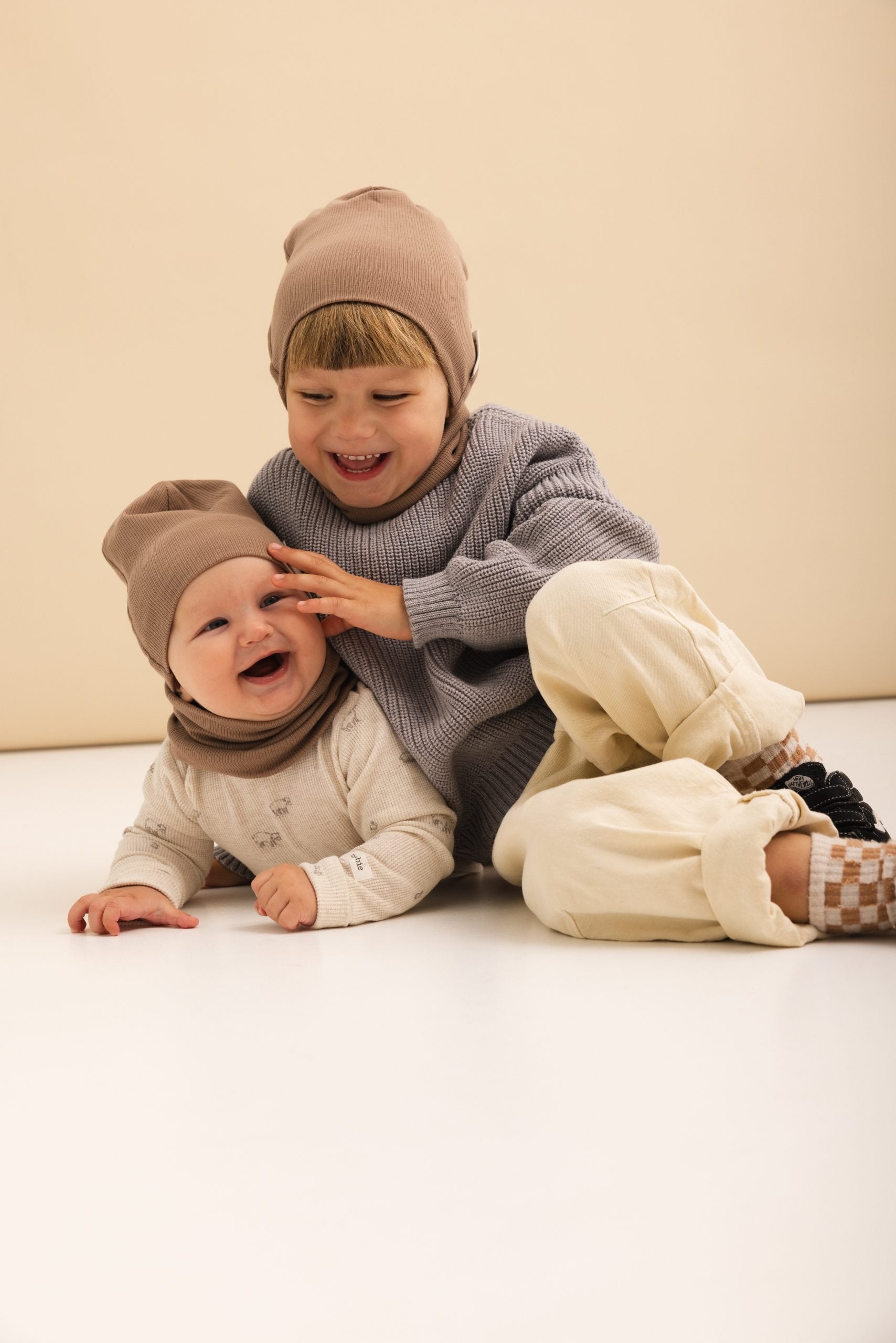 Bawełniana czapka & komin – Taupe