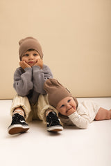 Bawełniana czapka & komin – Taupe