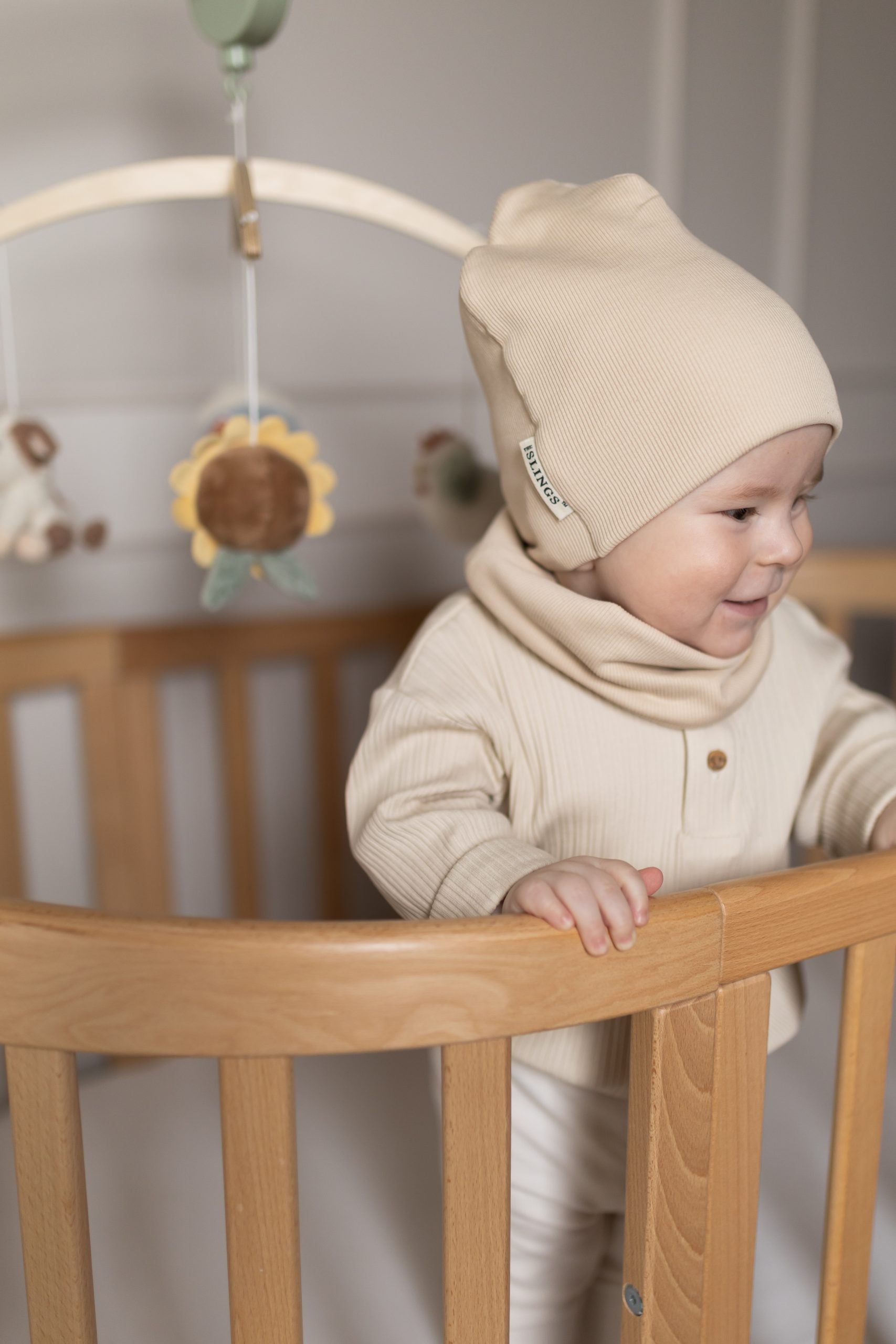 Bawełniana czapka & komin - Biscuit