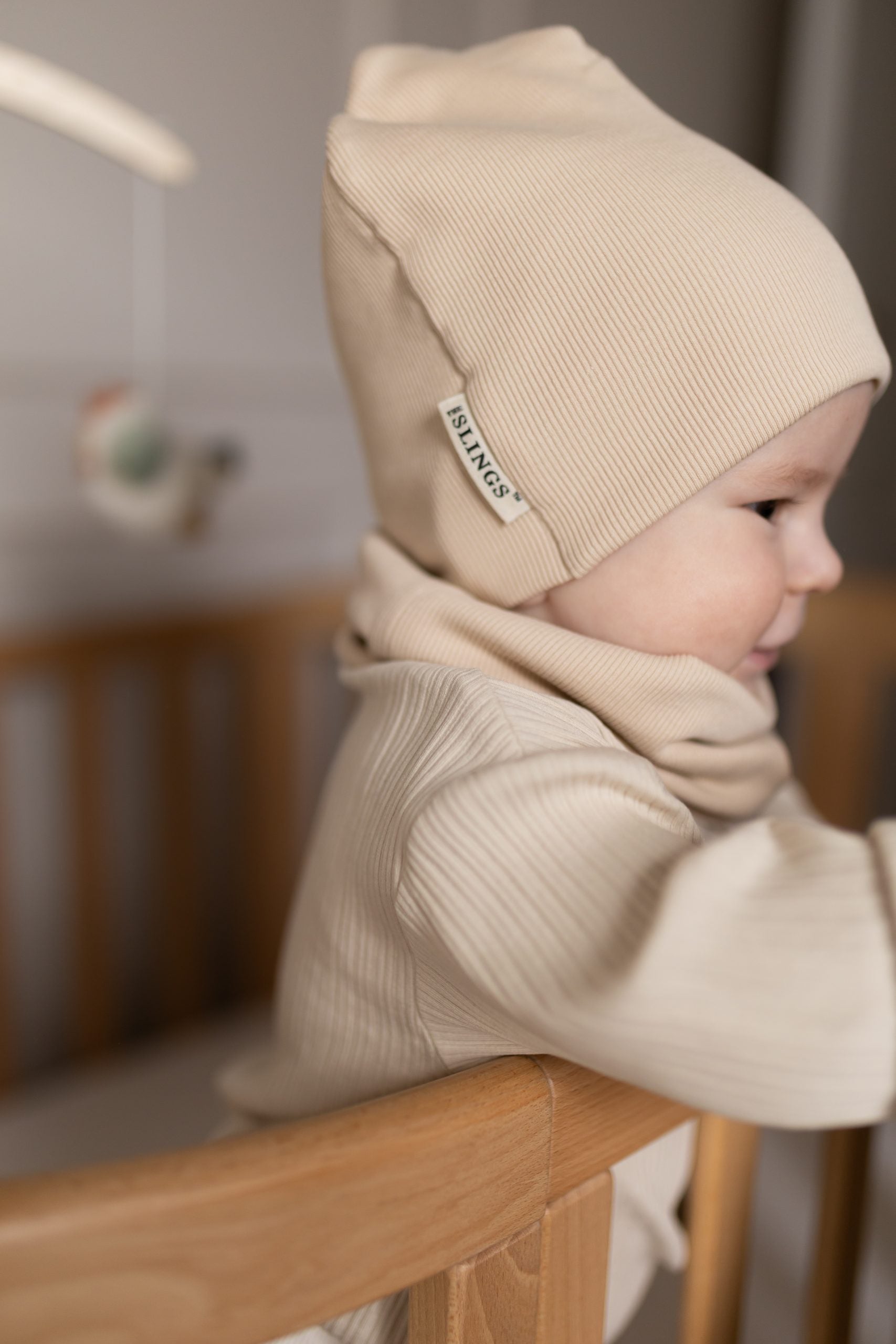 Bawełniana czapka & komin - Biscuit