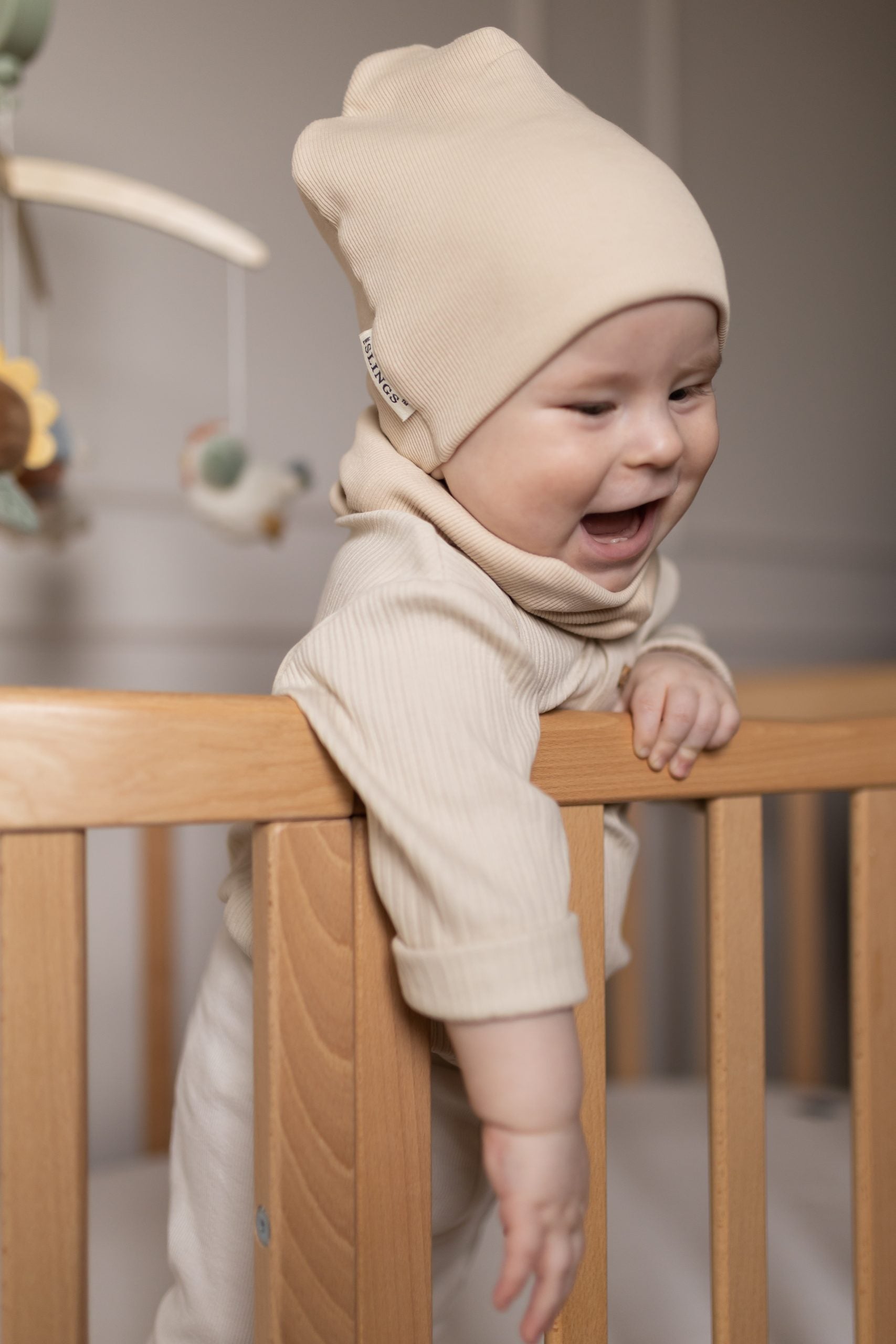 Bawełniana czapka & komin - Biscuit