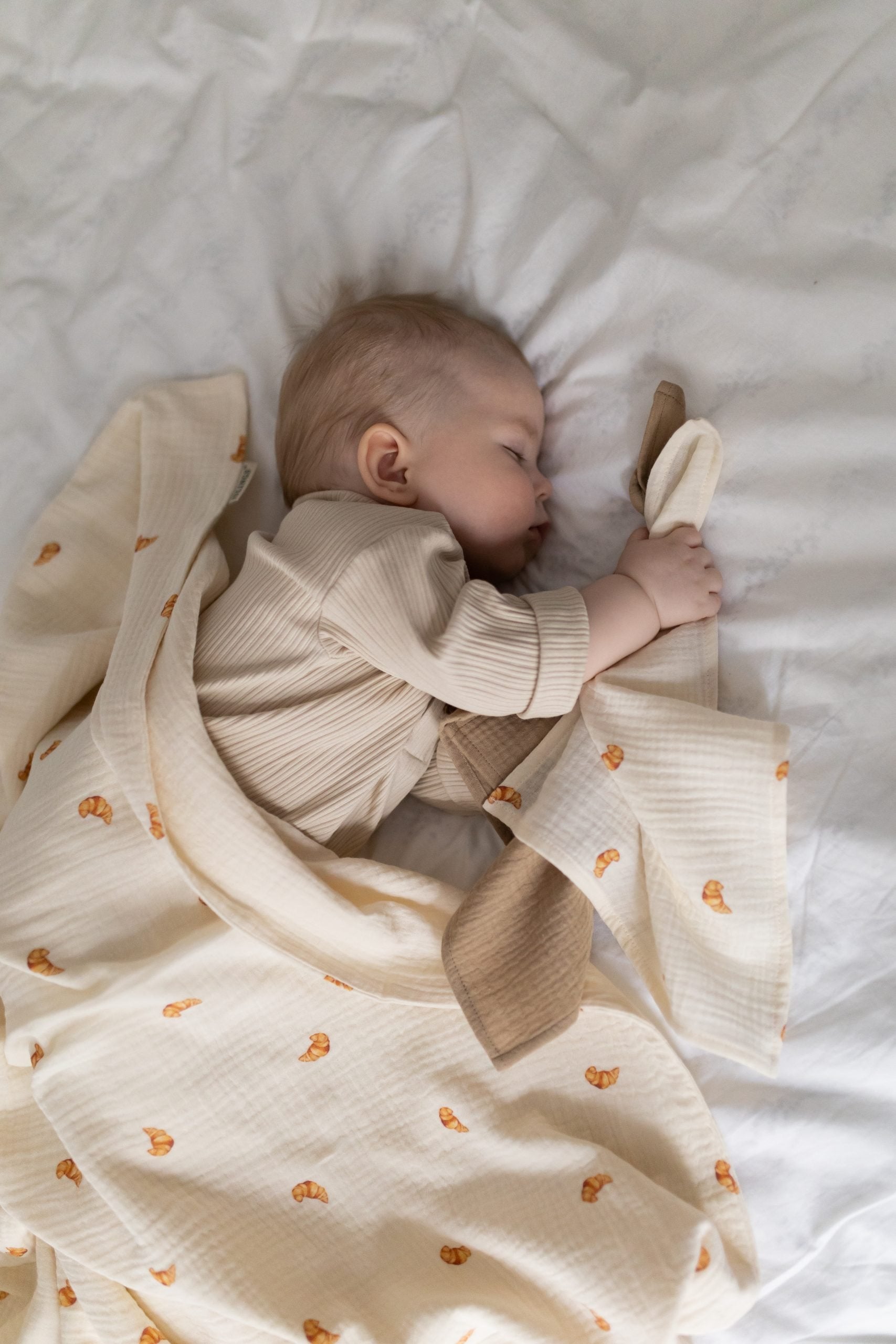 Mini Croissants & Taupe - zestaw małych pieluszek muślinowych