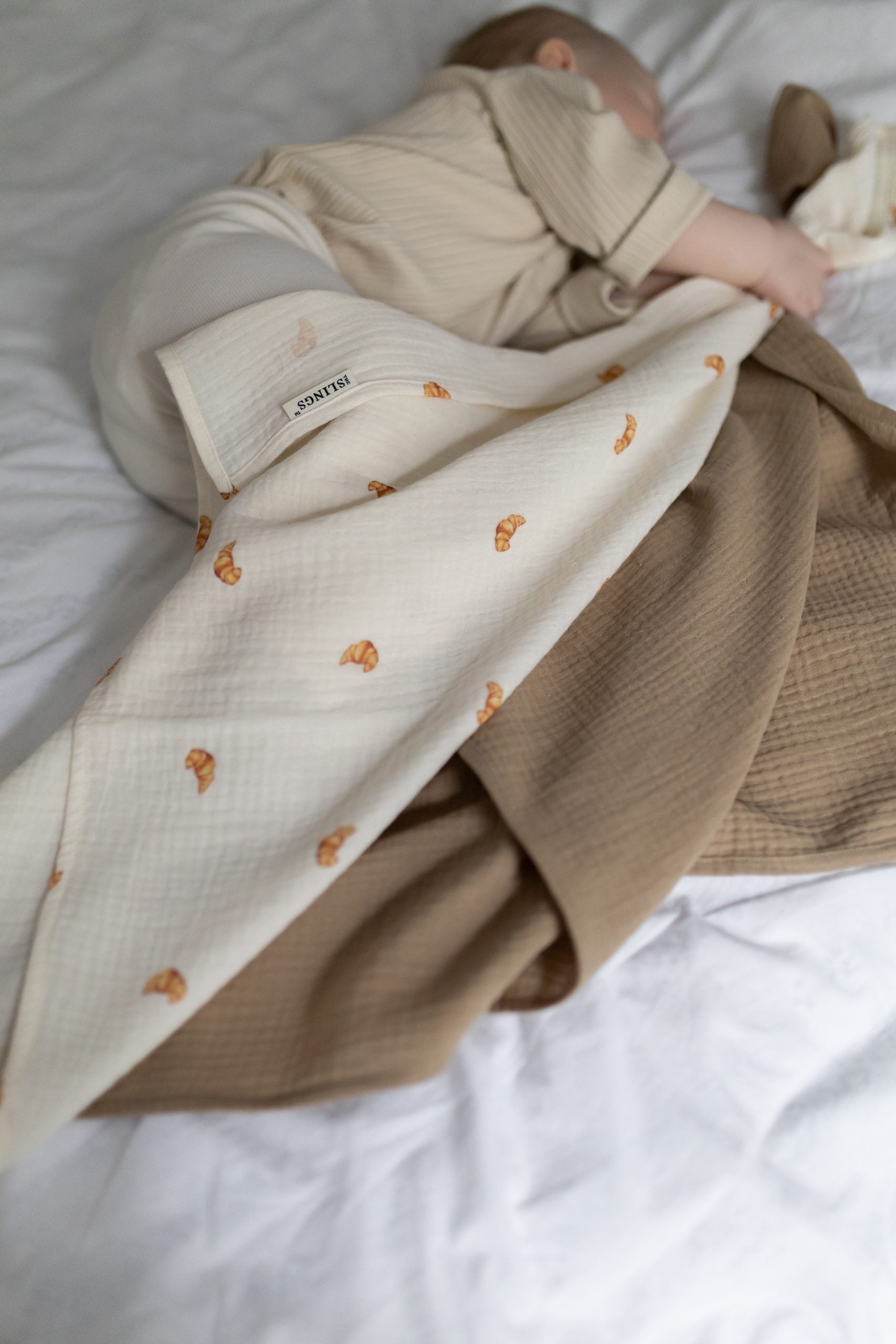 Midi Croissants & Taupe - zestaw midi pieluszek muślinowych