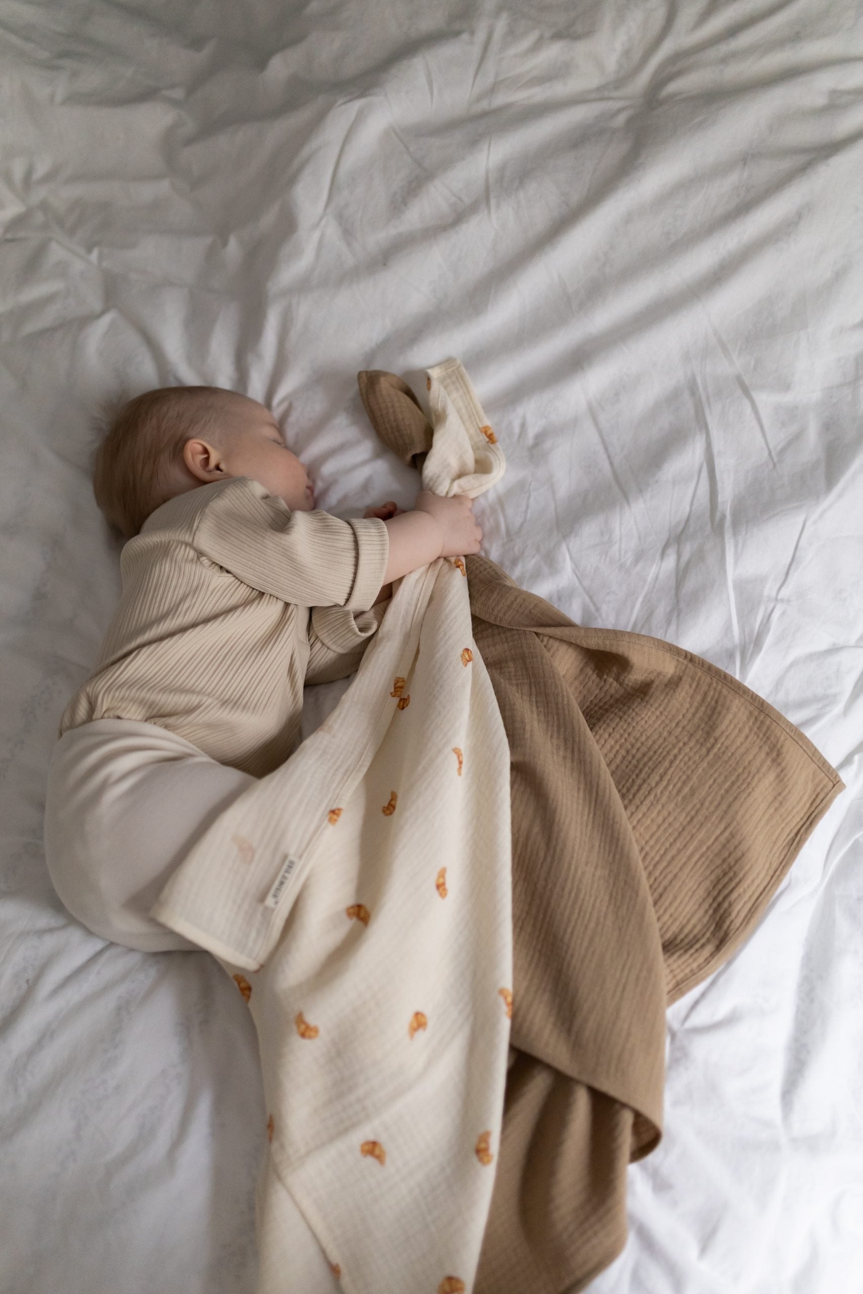 Midi Croissants & Taupe - zestaw midi pieluszek muślinowych