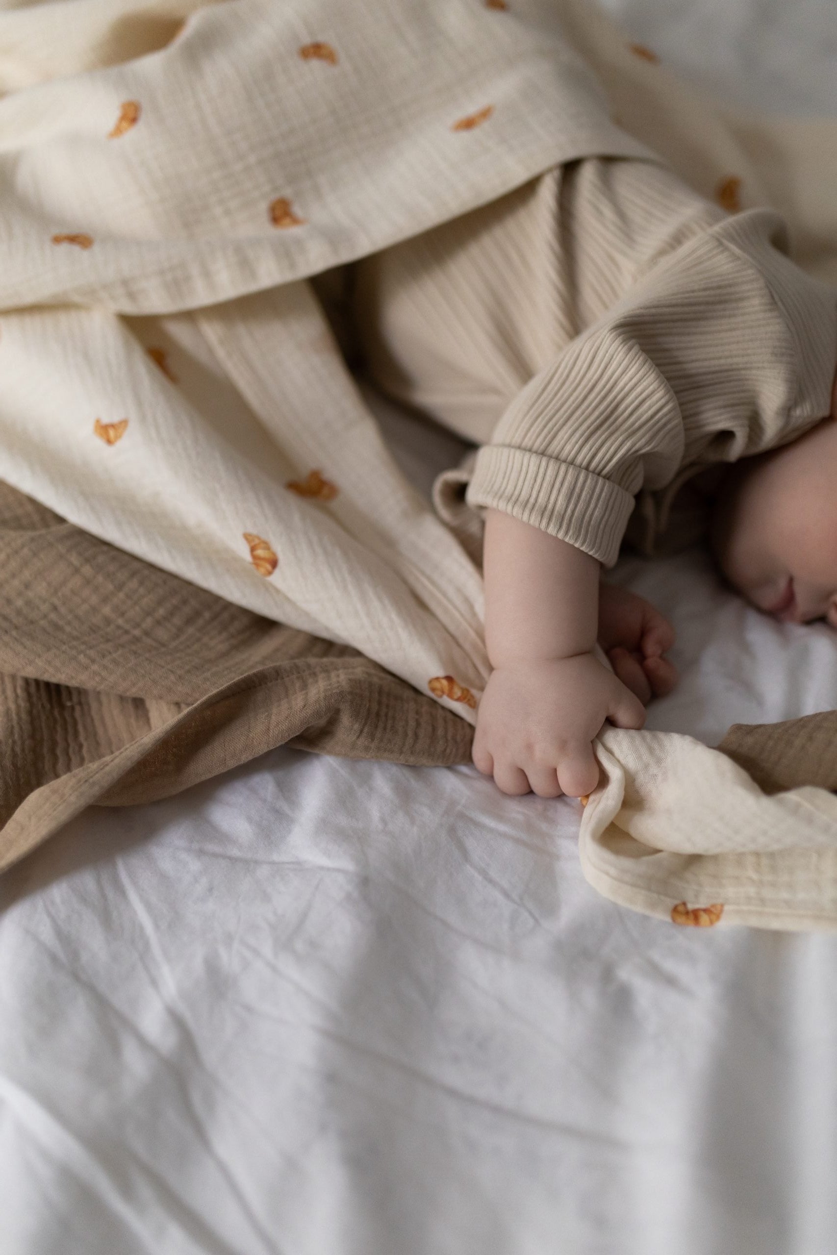 Midi Croissants & Taupe - zestaw midi pieluszek muślinowych