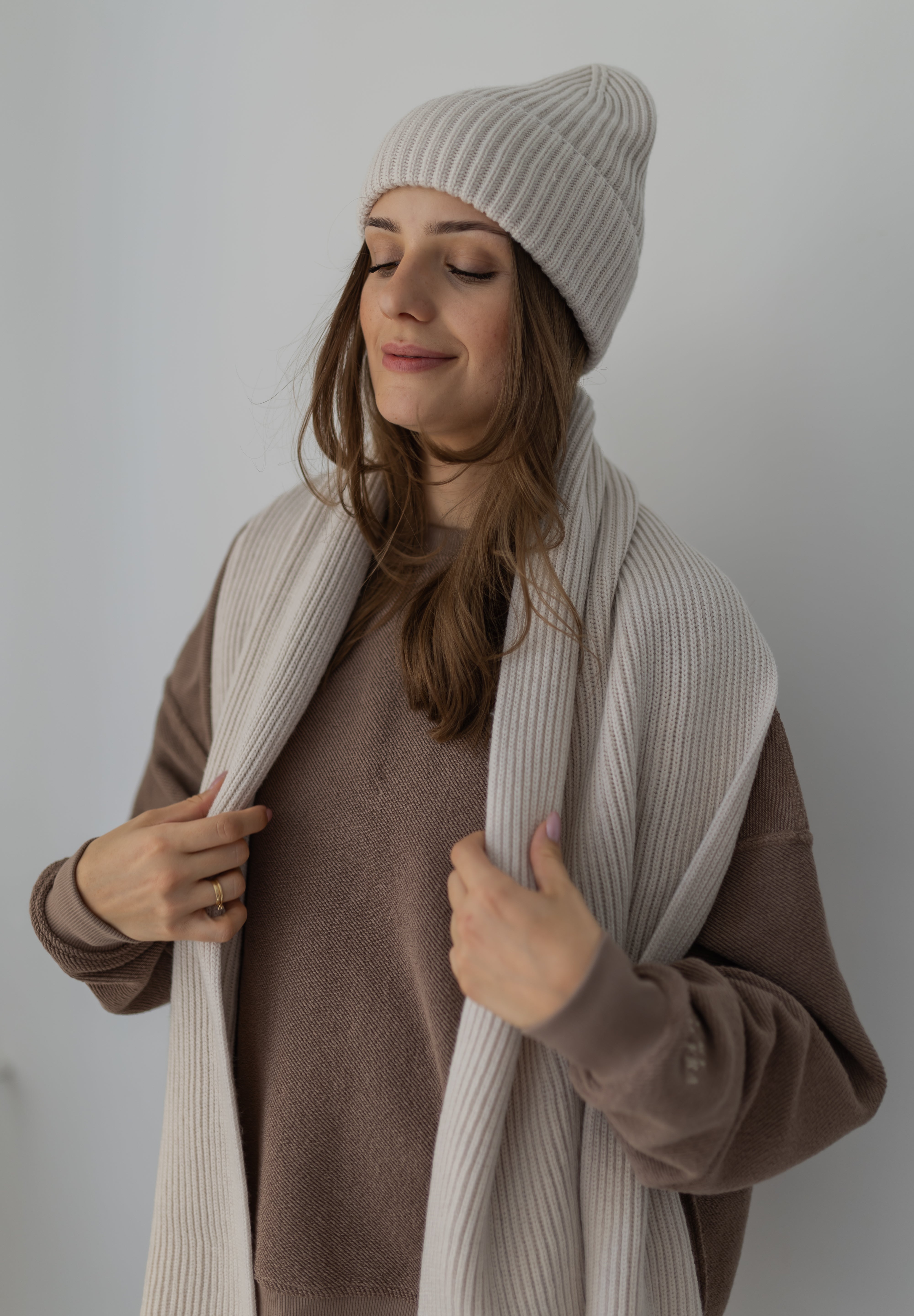 Szal Salvia z wełny merino Cream