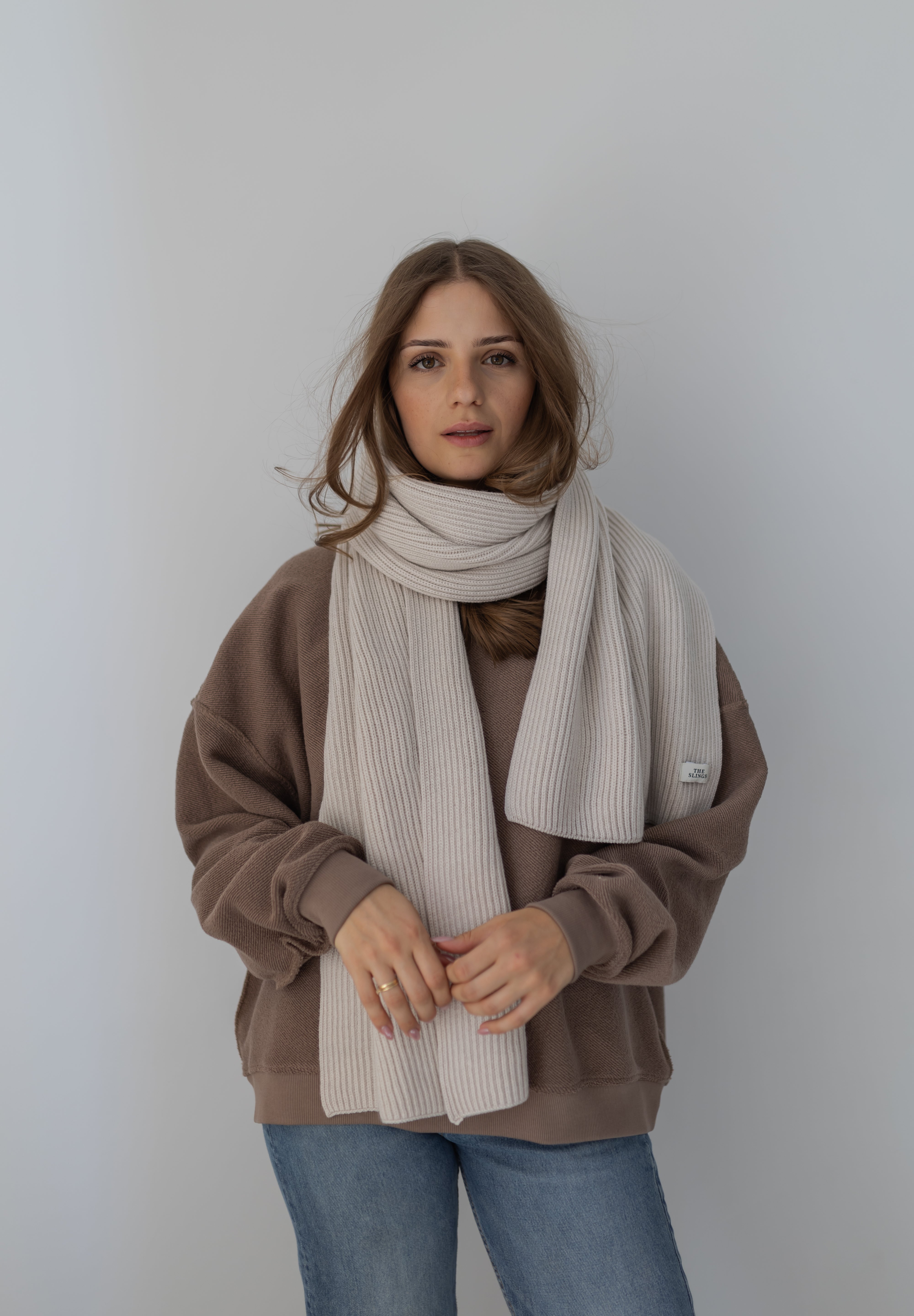 Szal Salvia z wełny merino Cream