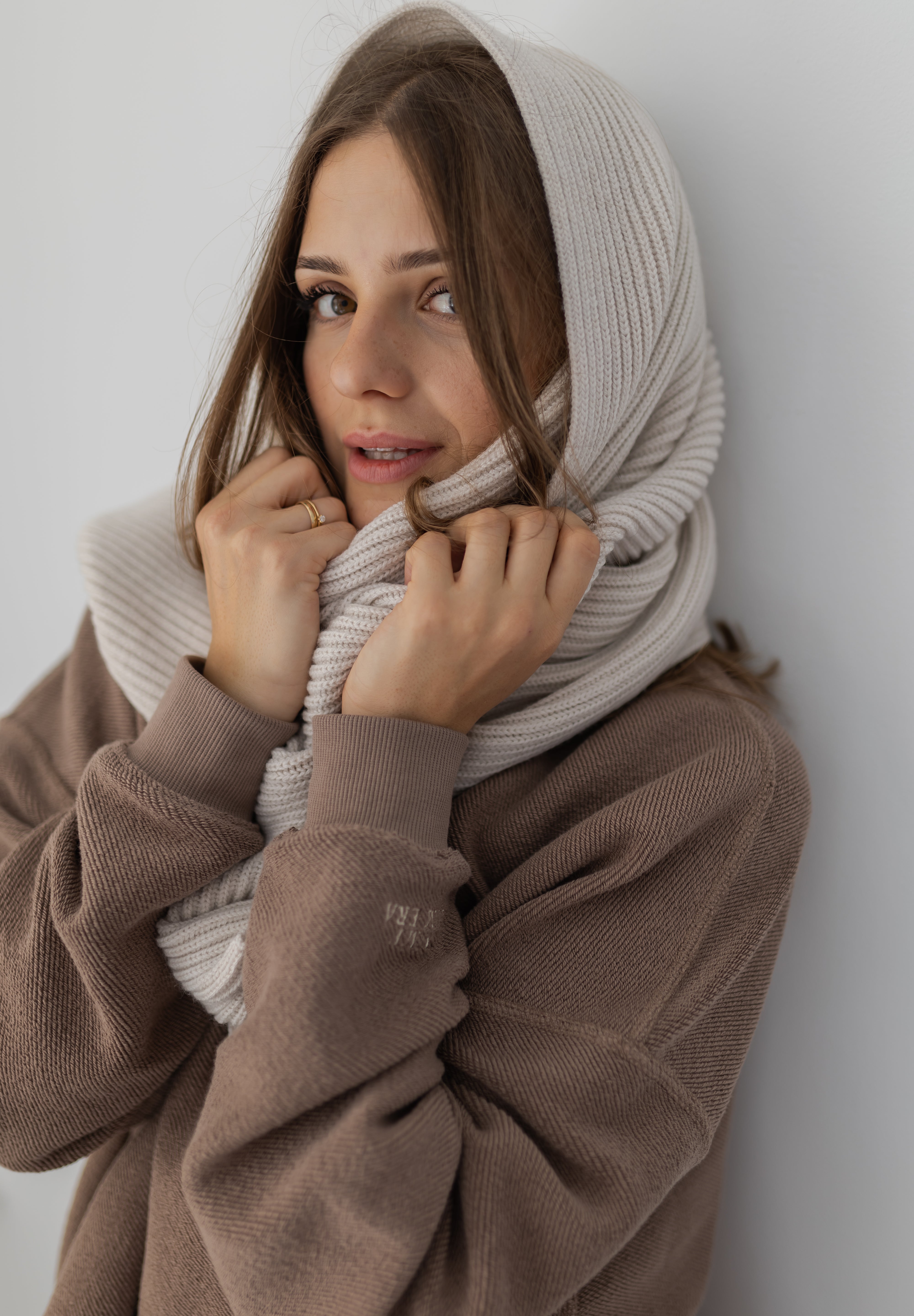 Szal Salvia z wełny merino Cream