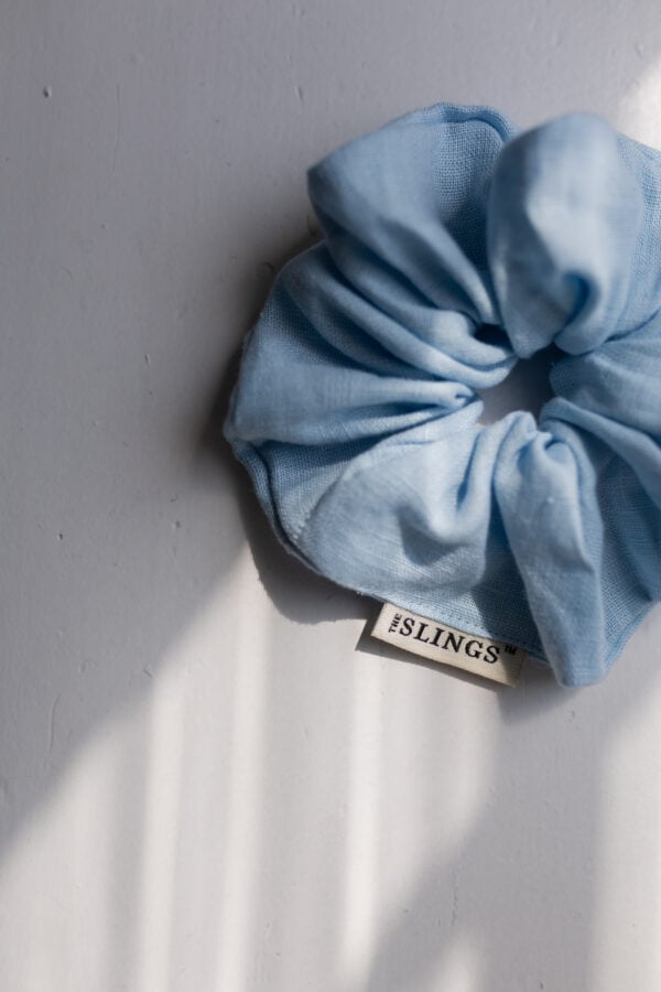 Lniana gumka scrunchie - Ocean