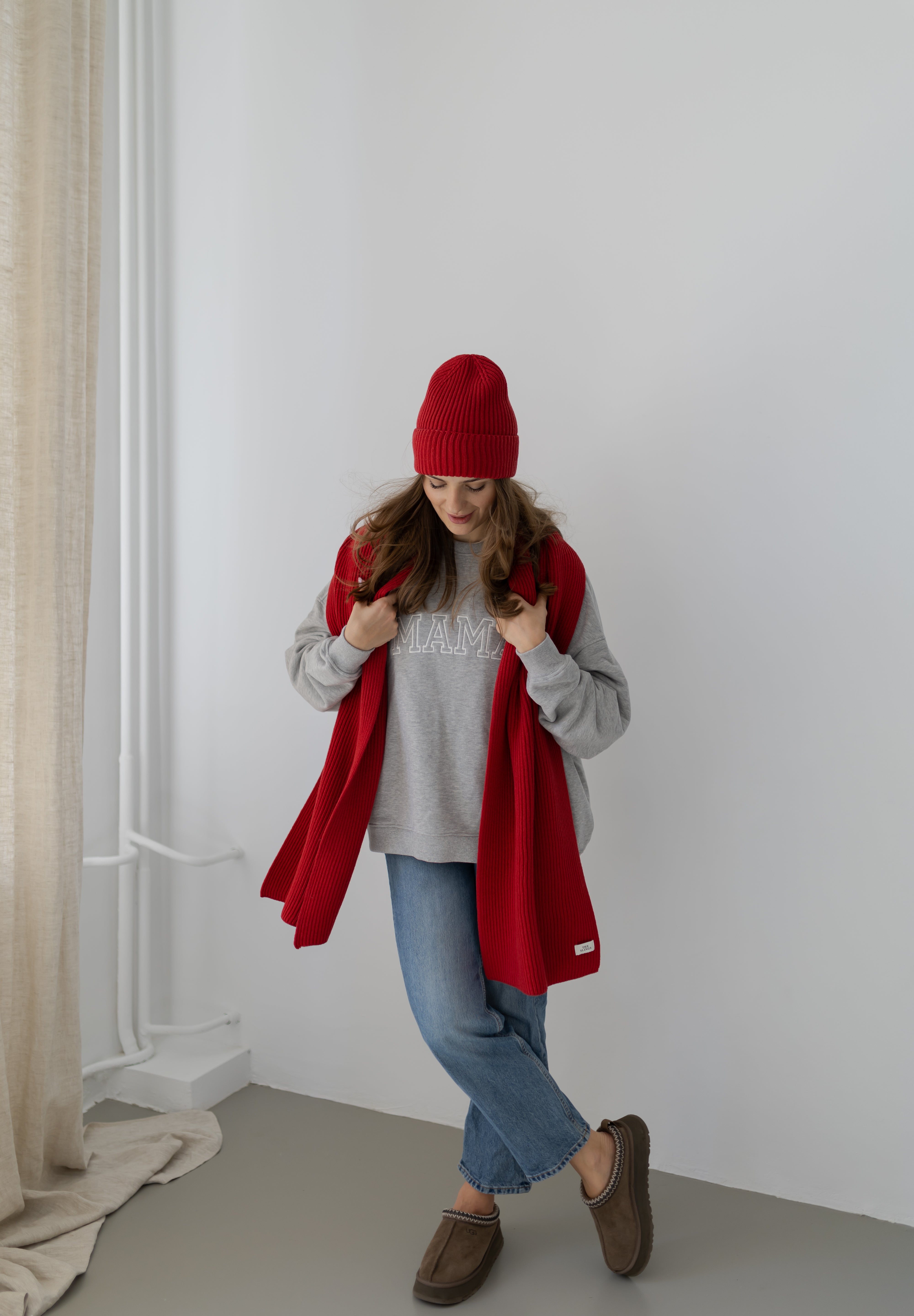 Szal Salvia z wełny merino Red