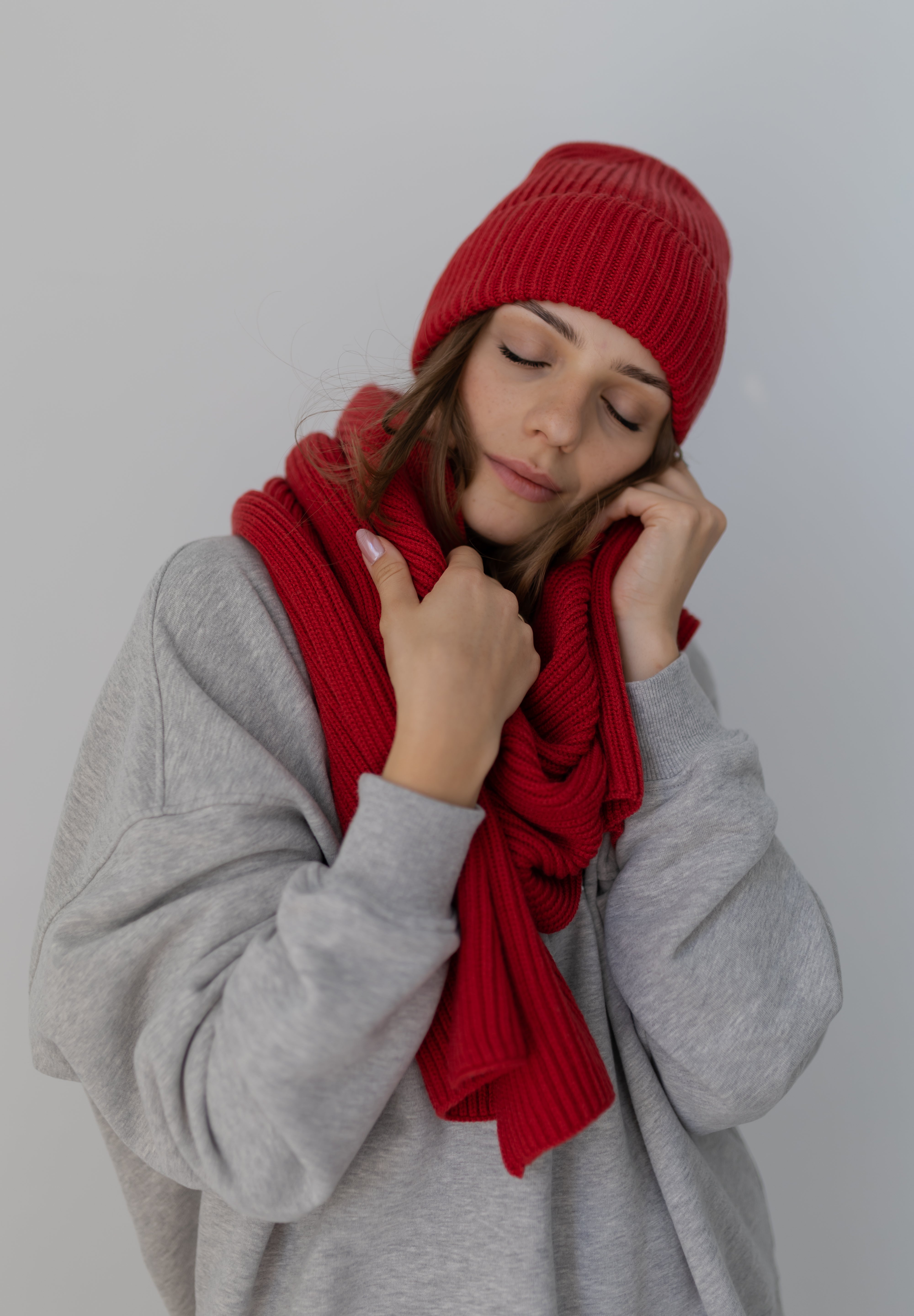 Tilia - czapka z wełny merino Red