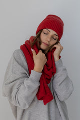 Tilia - czapka z wełny merino Red