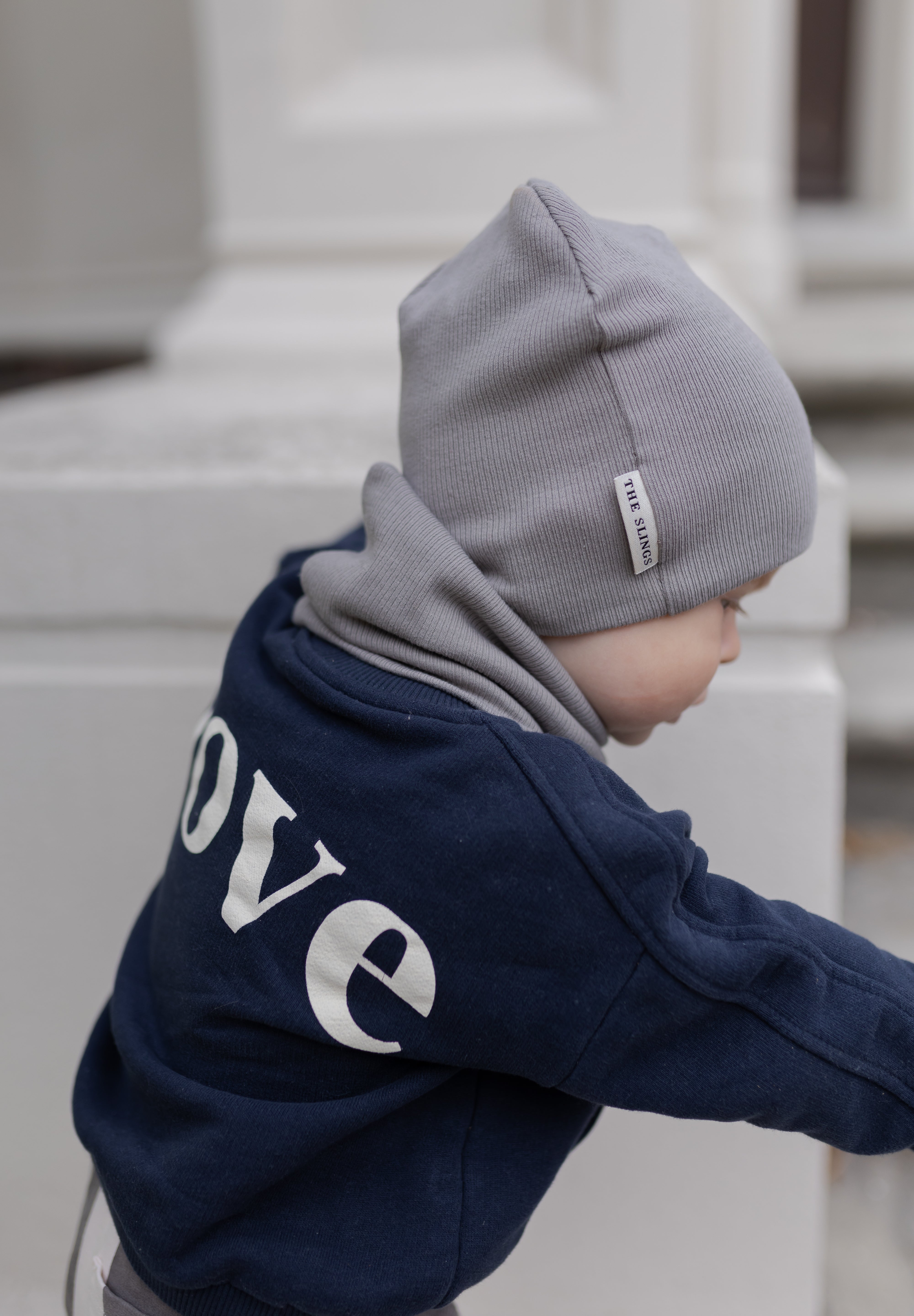 Bawełniana czapka & komin – Ciemny Szary