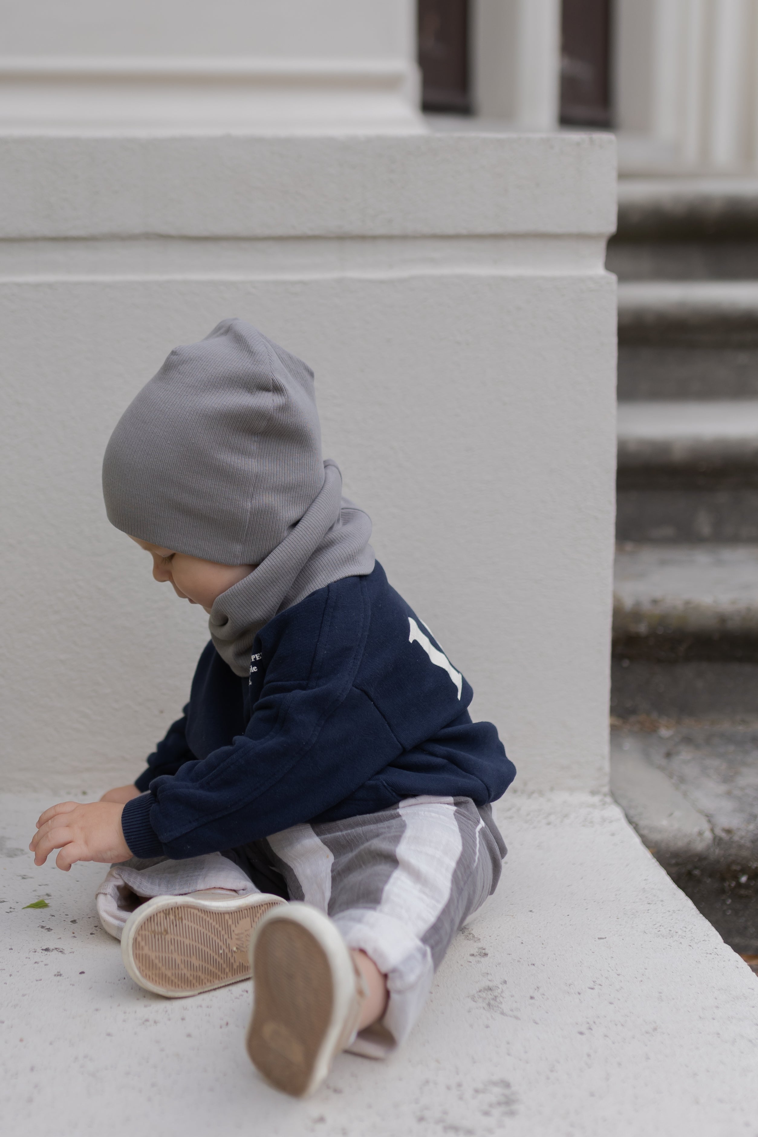 Bawełniana czapka & komin – Ciemny Szary