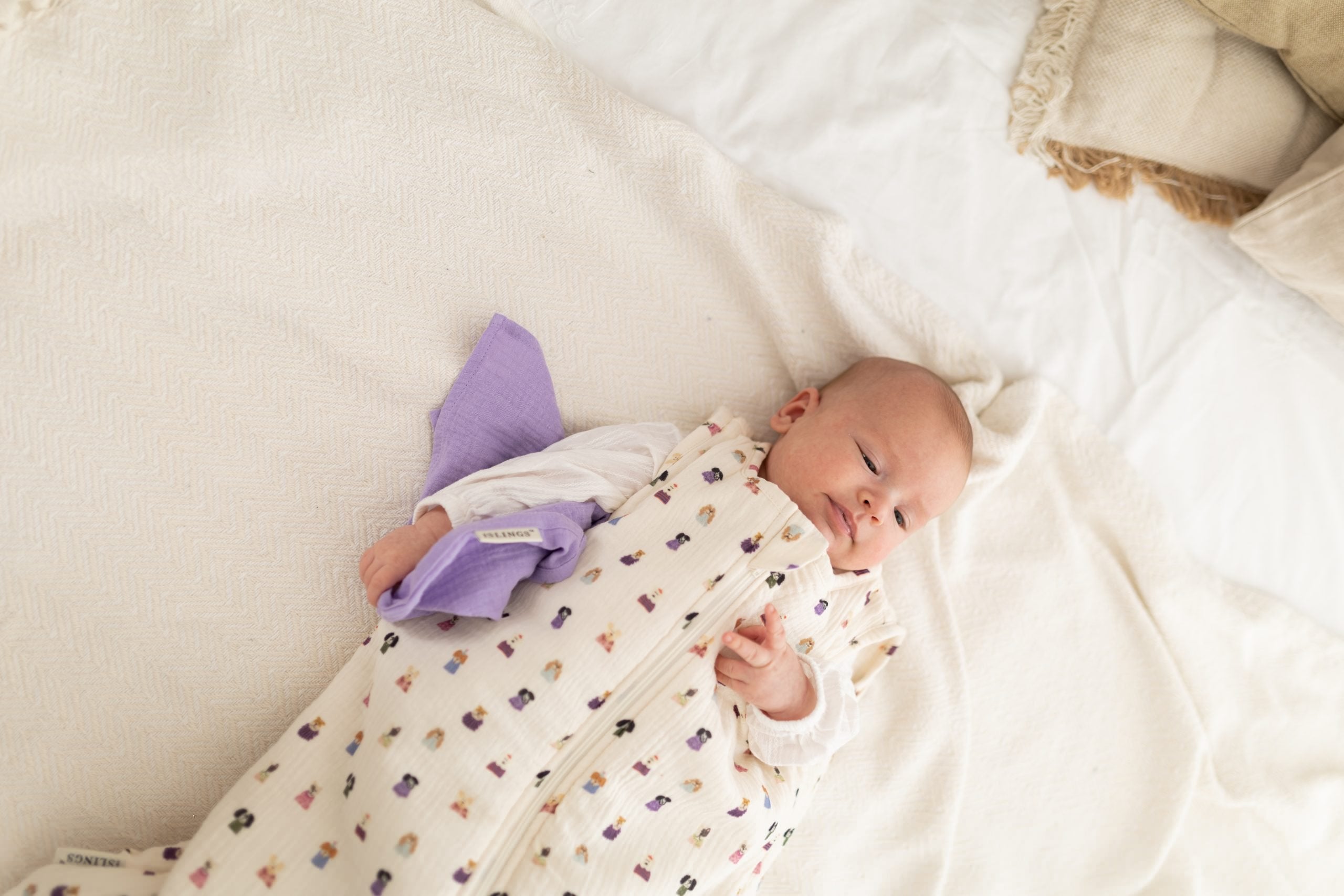 Mini Woof & Purple - zestaw małych pieluszek muślinowych