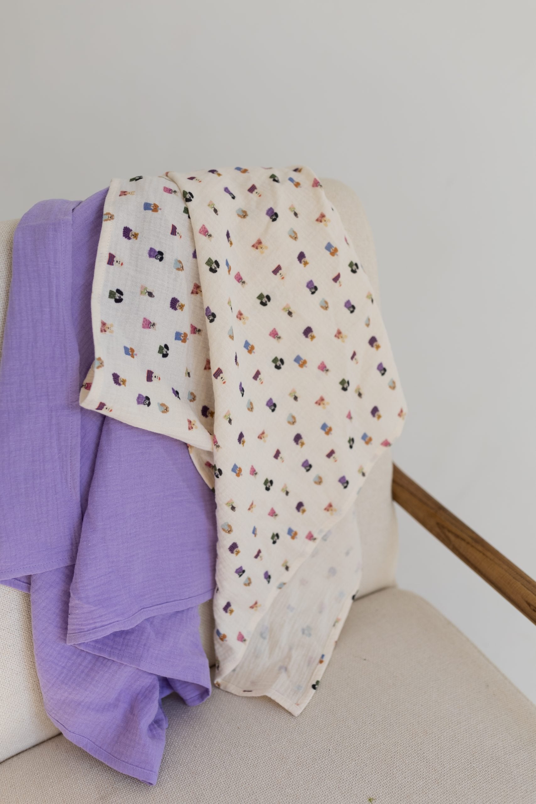 Midi Woof & Purple - zestaw midi pieluszek muślinowych