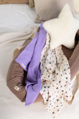 Midi Woof & Purple - zestaw midi pieluszek muślinowych
