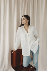 Leia Ecru - oversized muslin shirt
