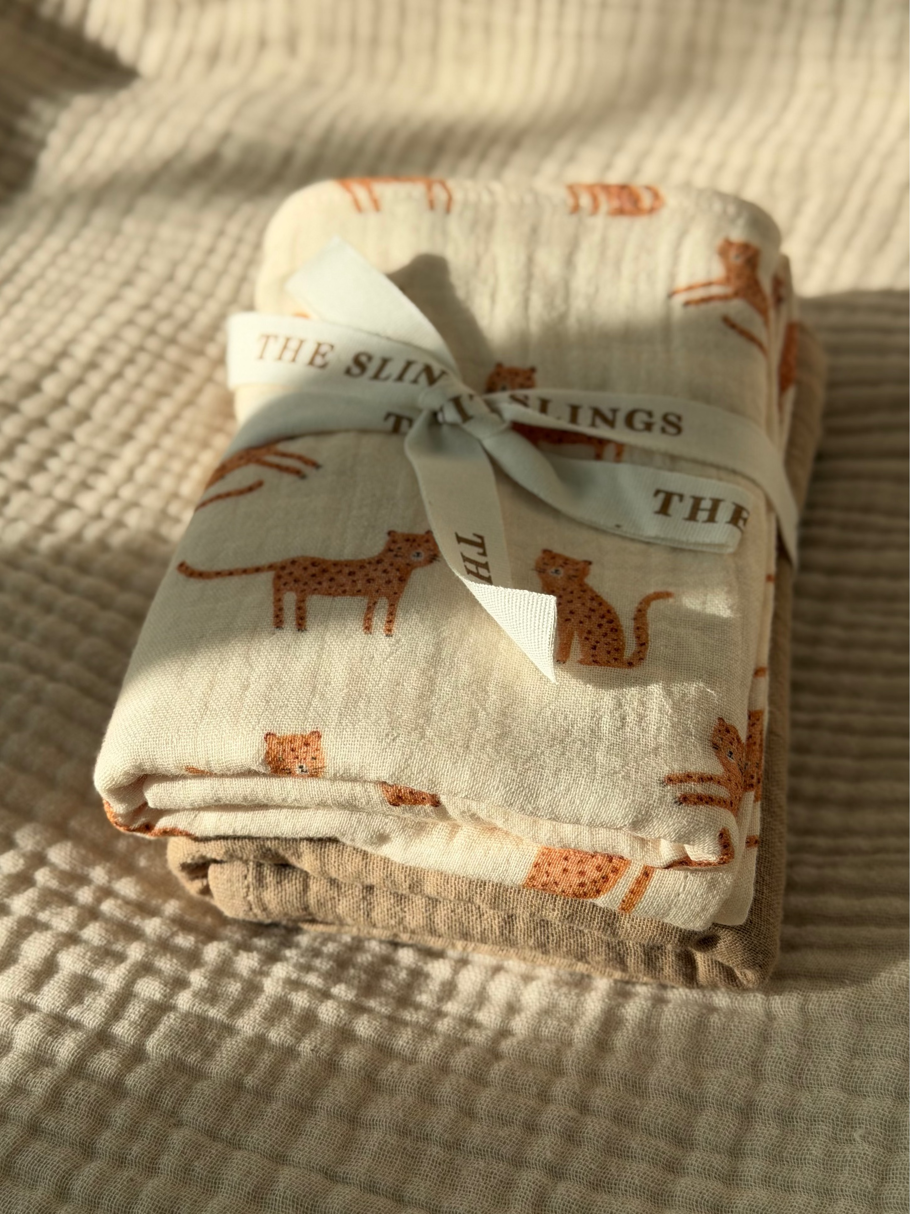 Midi Leopards & Taupe - zestaw midi pieluszek muślinowych