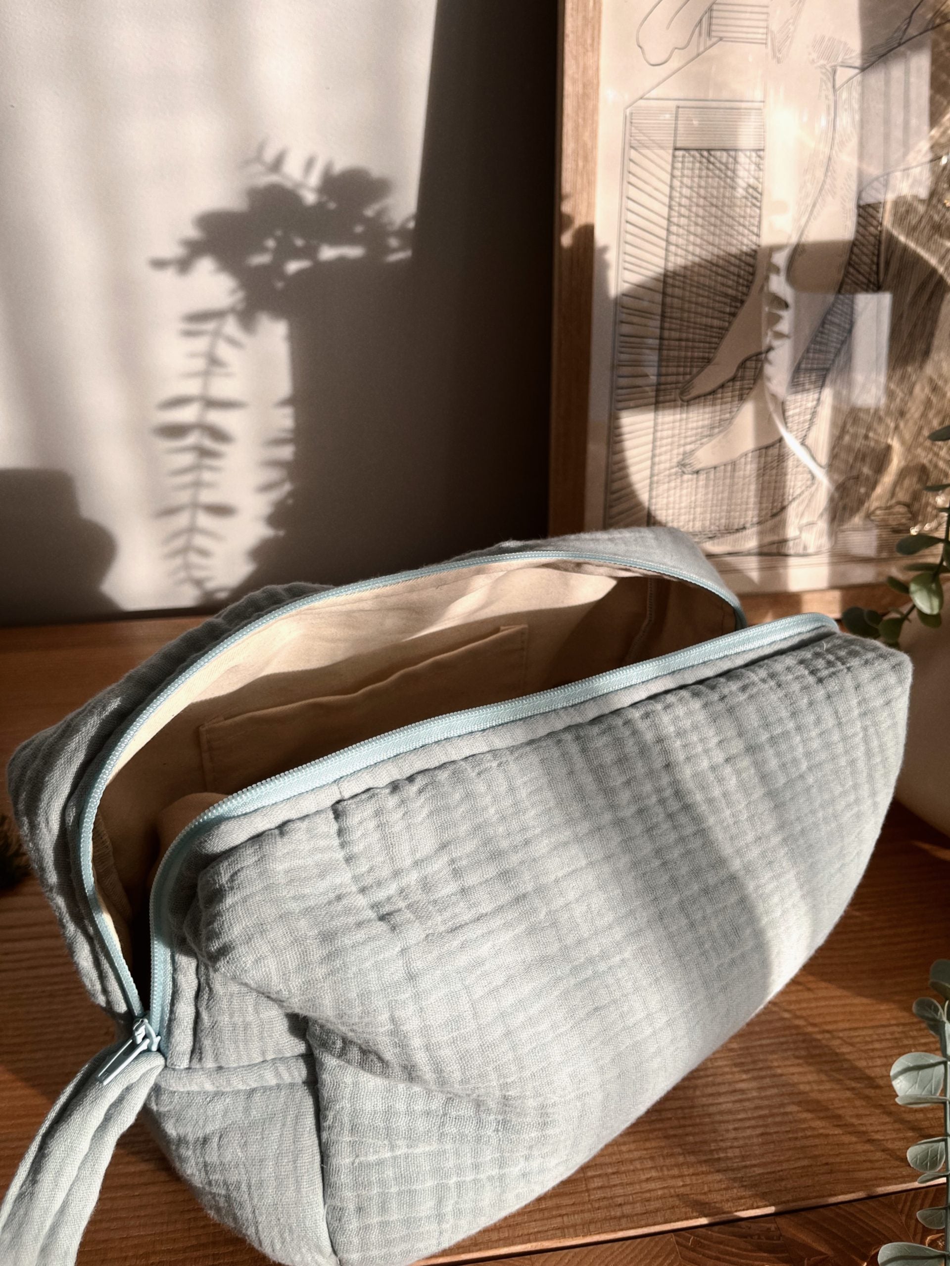 Duża Muślinowa Kosmetyczka Cloud Baby Blue