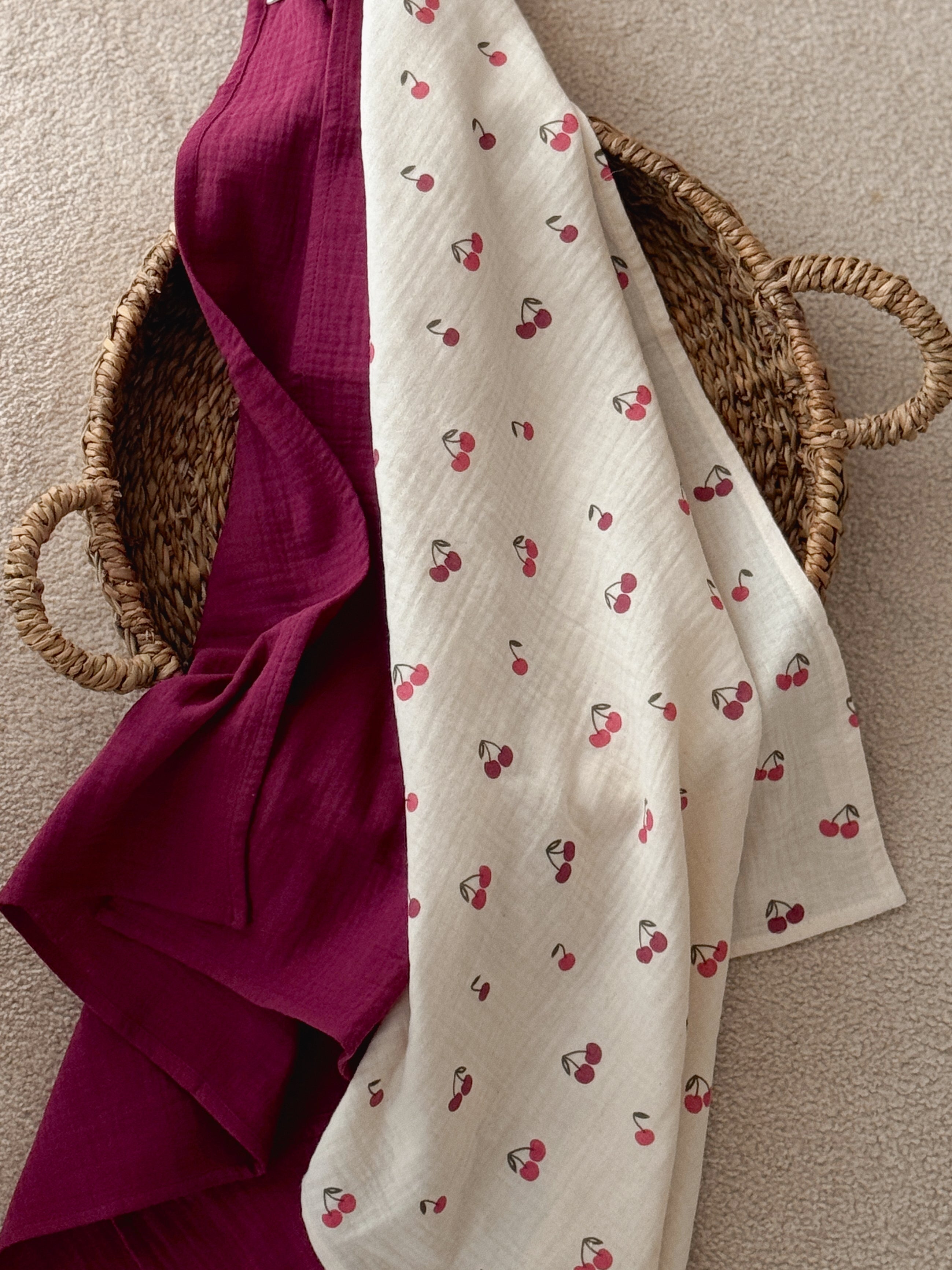 Midi Cherries & Ruby - zestaw midi pieluszek muślinowych