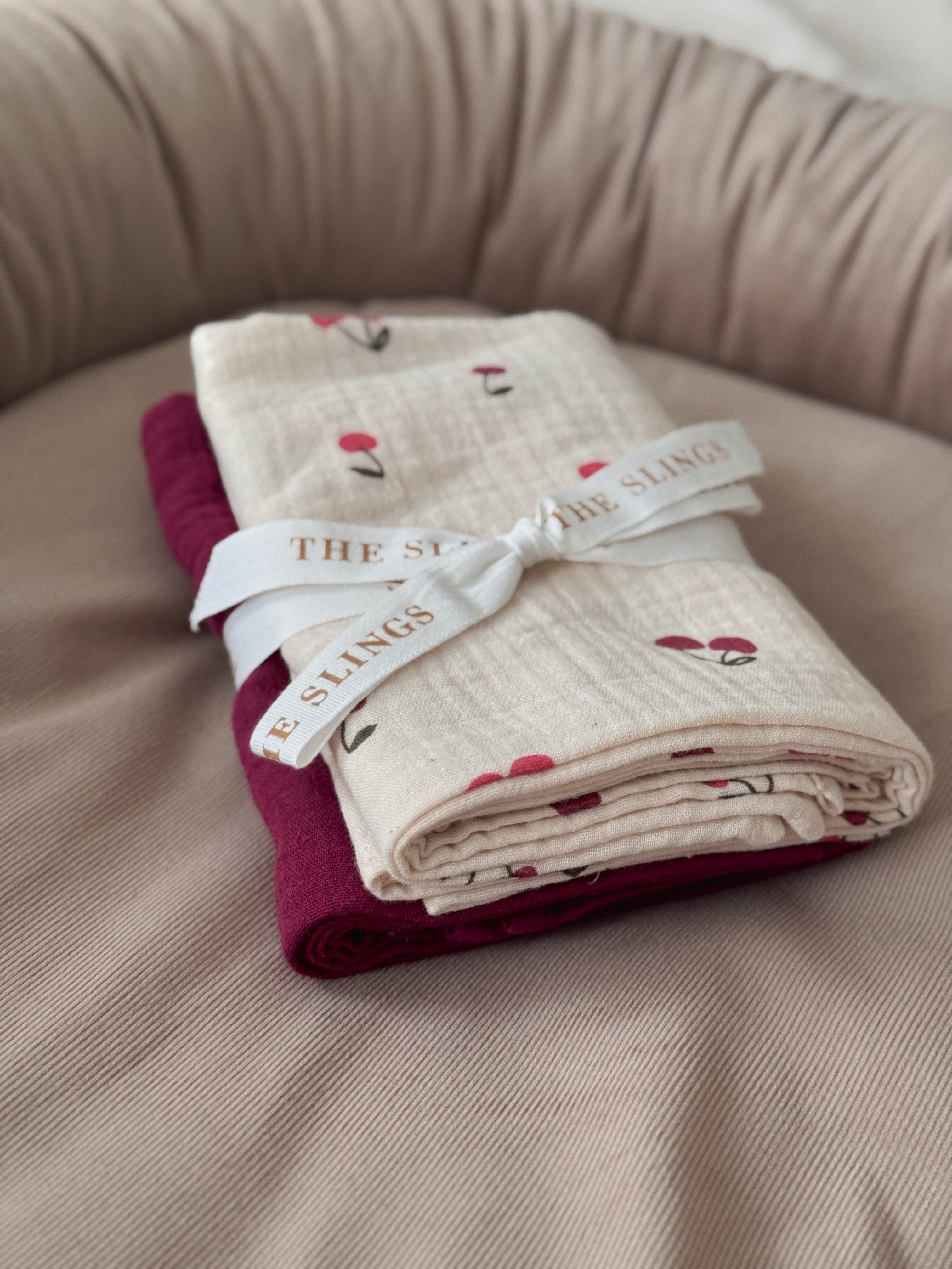 Midi Cherries & Ruby - zestaw midi pieluszek muślinowych