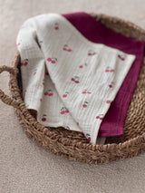 Mini Cherries & Ruby - zestaw małych pieluszek muślinowych