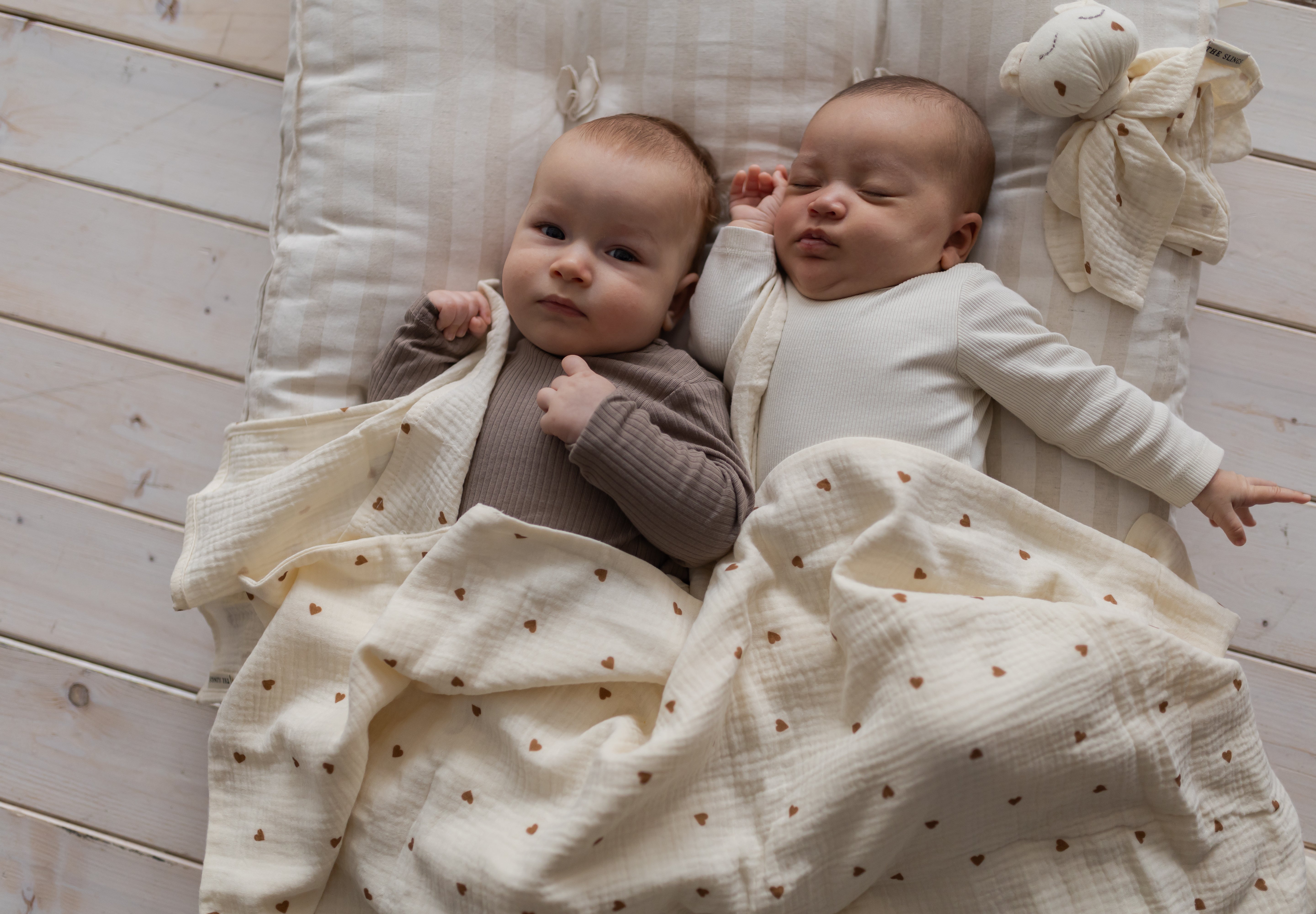 Mini Sweetheart & Ecru - zestaw małych pieluszek muślinowych