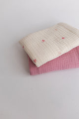 Midi Pink Flora & Raspberry - zestaw midi pieluszek muślinowych