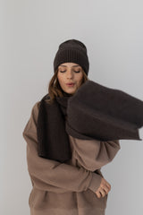 Szal Salvia z wełny merino Chocolate