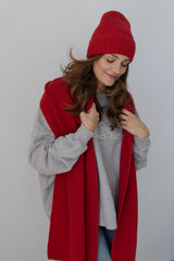 Szal Salvia z wełny merino Red
