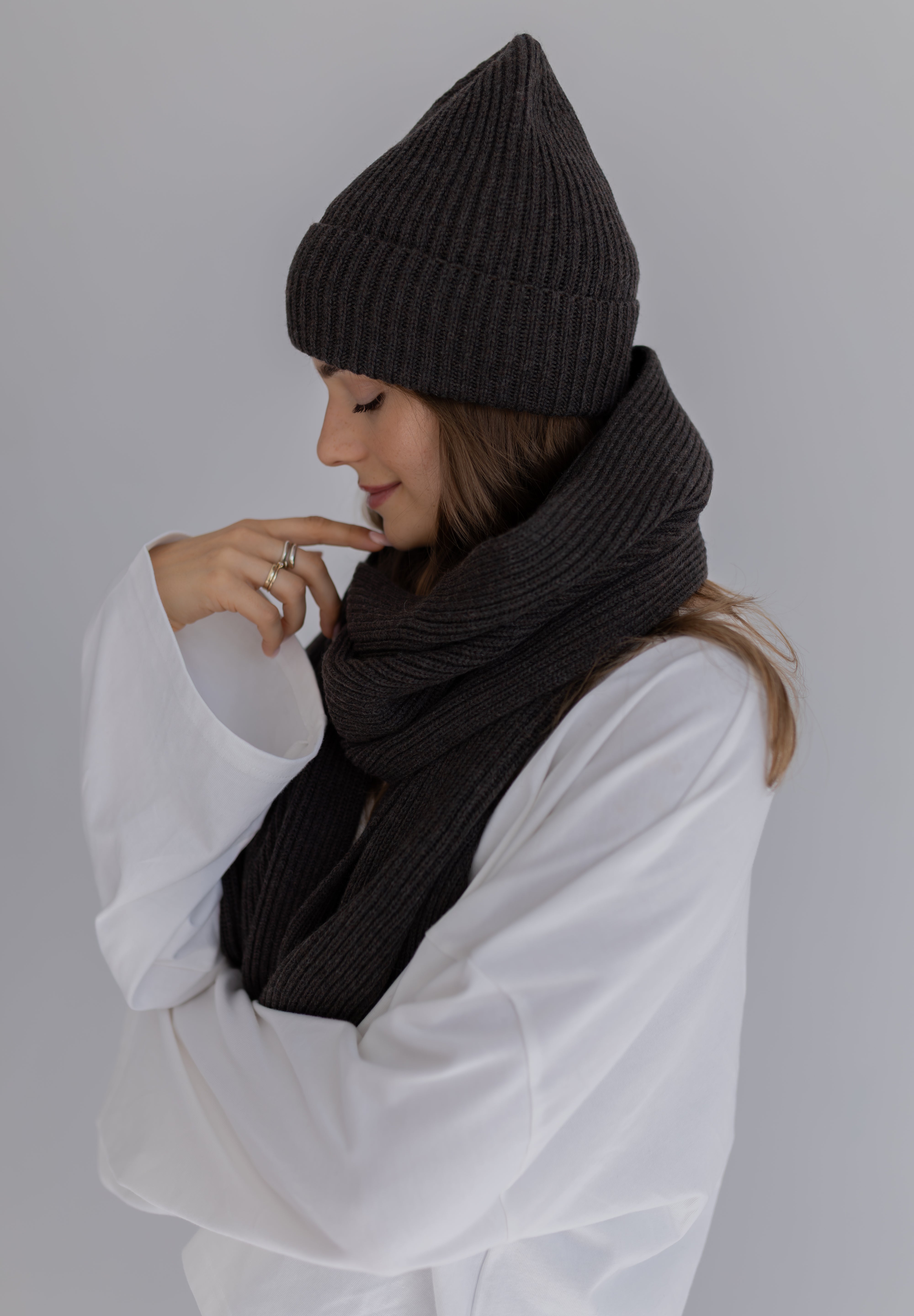 Tilia - czapka z wełny merino Espresso