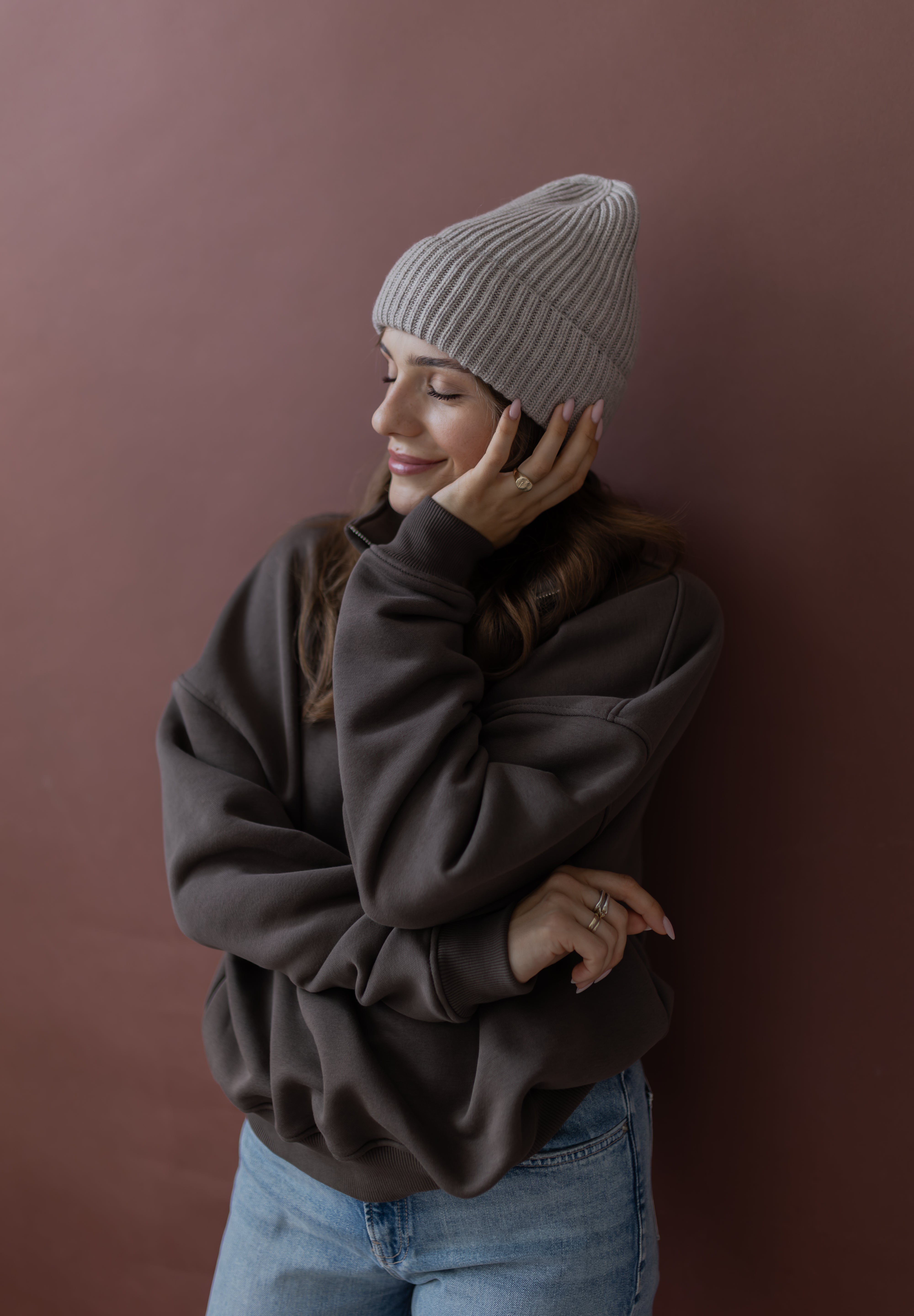 Tilia - czapka z wełny merino Sand